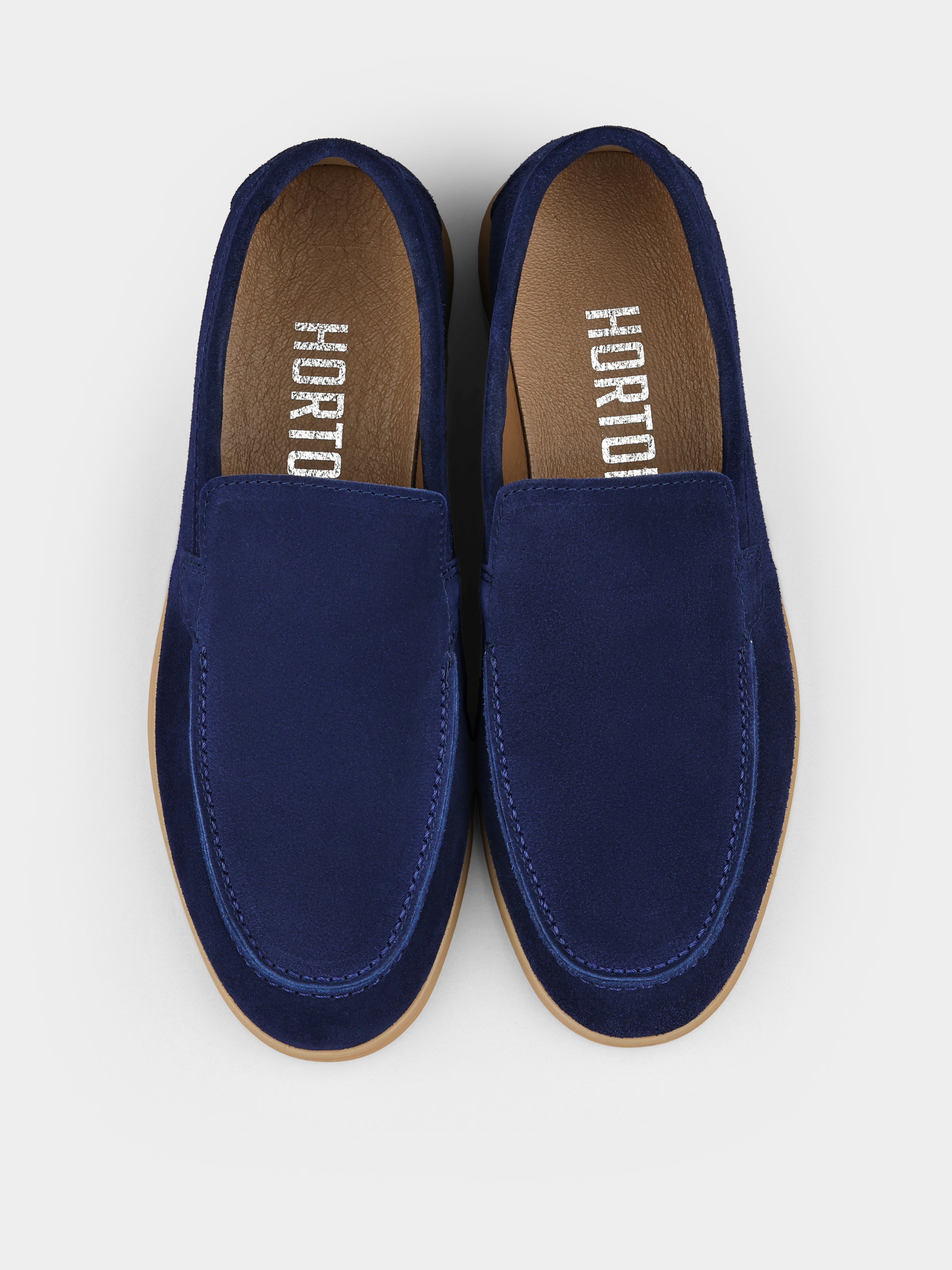 Loafers, Fenda, Navy, Men's shoes, genuine suede upper and genuine leather lining, front view