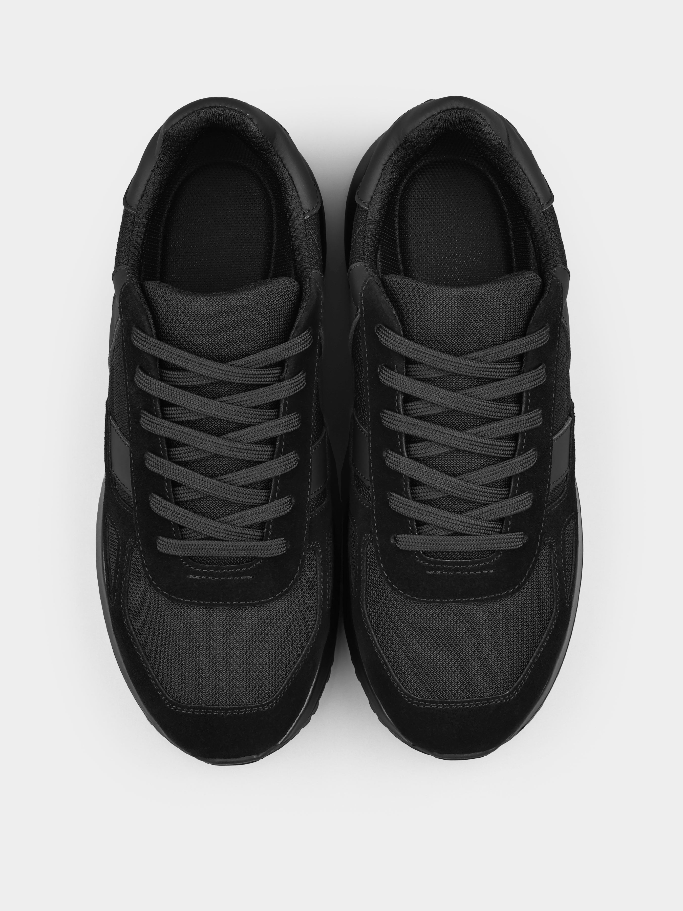 Sneakers, Agordo, black, Men's shoes, natural genuine suede/Cordura 1000D upper and textile lining, front view