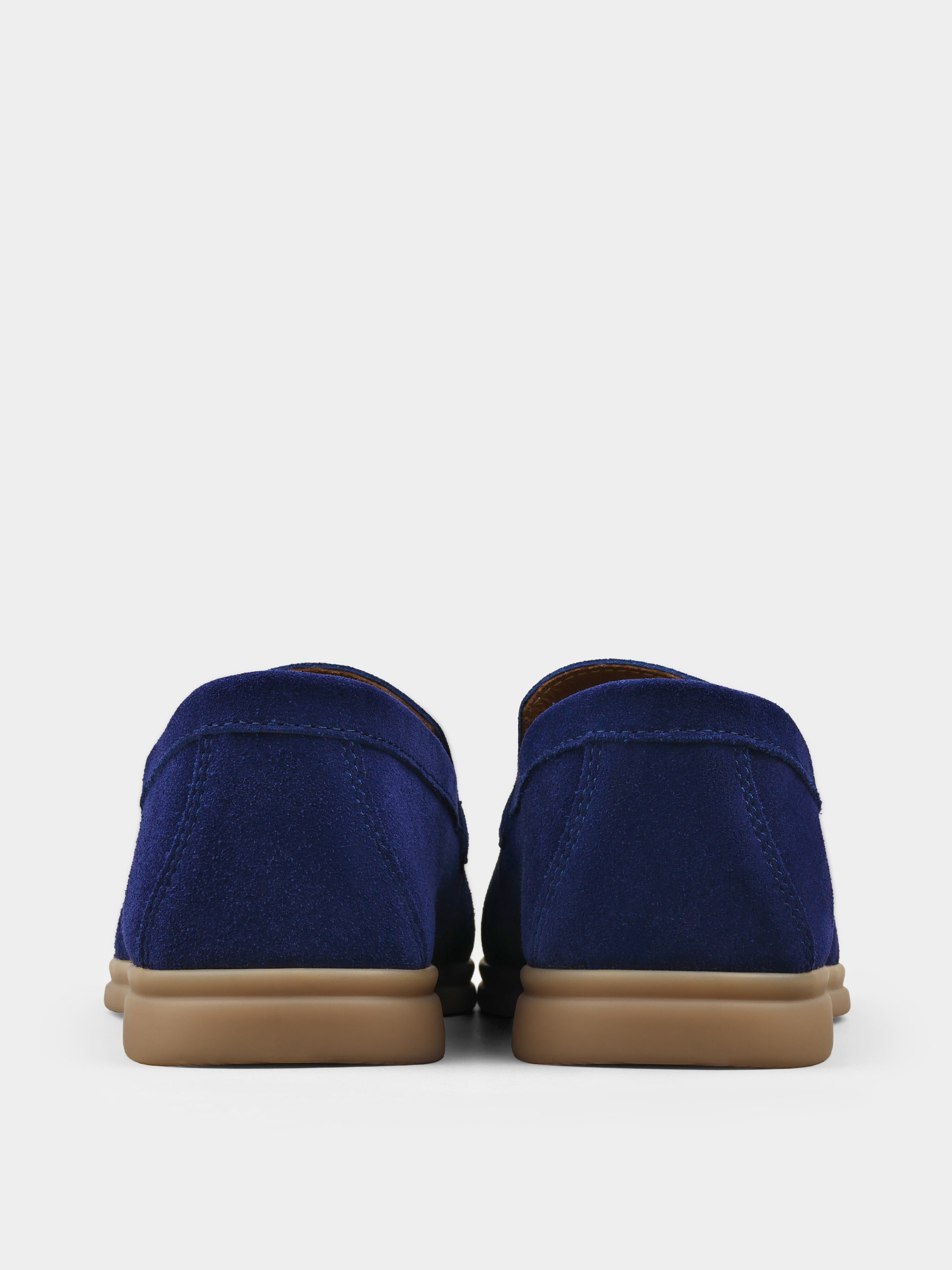 Loafers, Fenda, Navy, Men's shoes, genuine suede upper and genuine leather lining, heel view