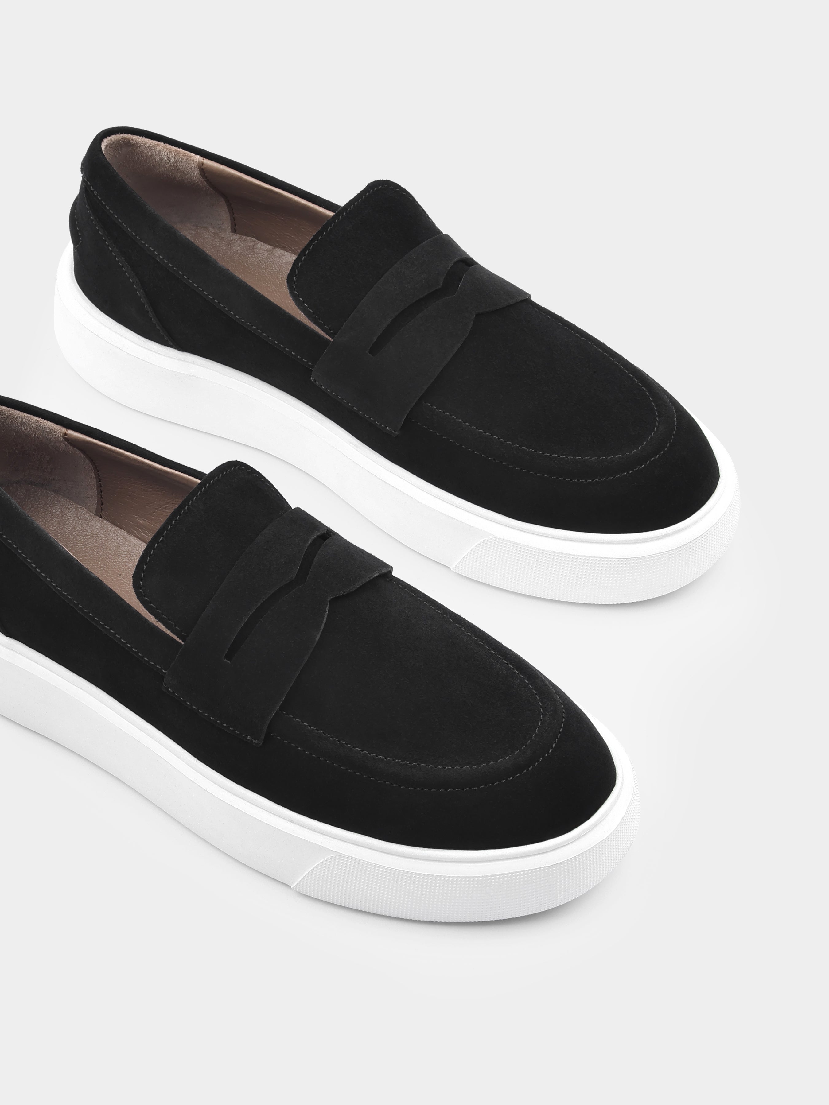 Incanto Black White Suede Loafers