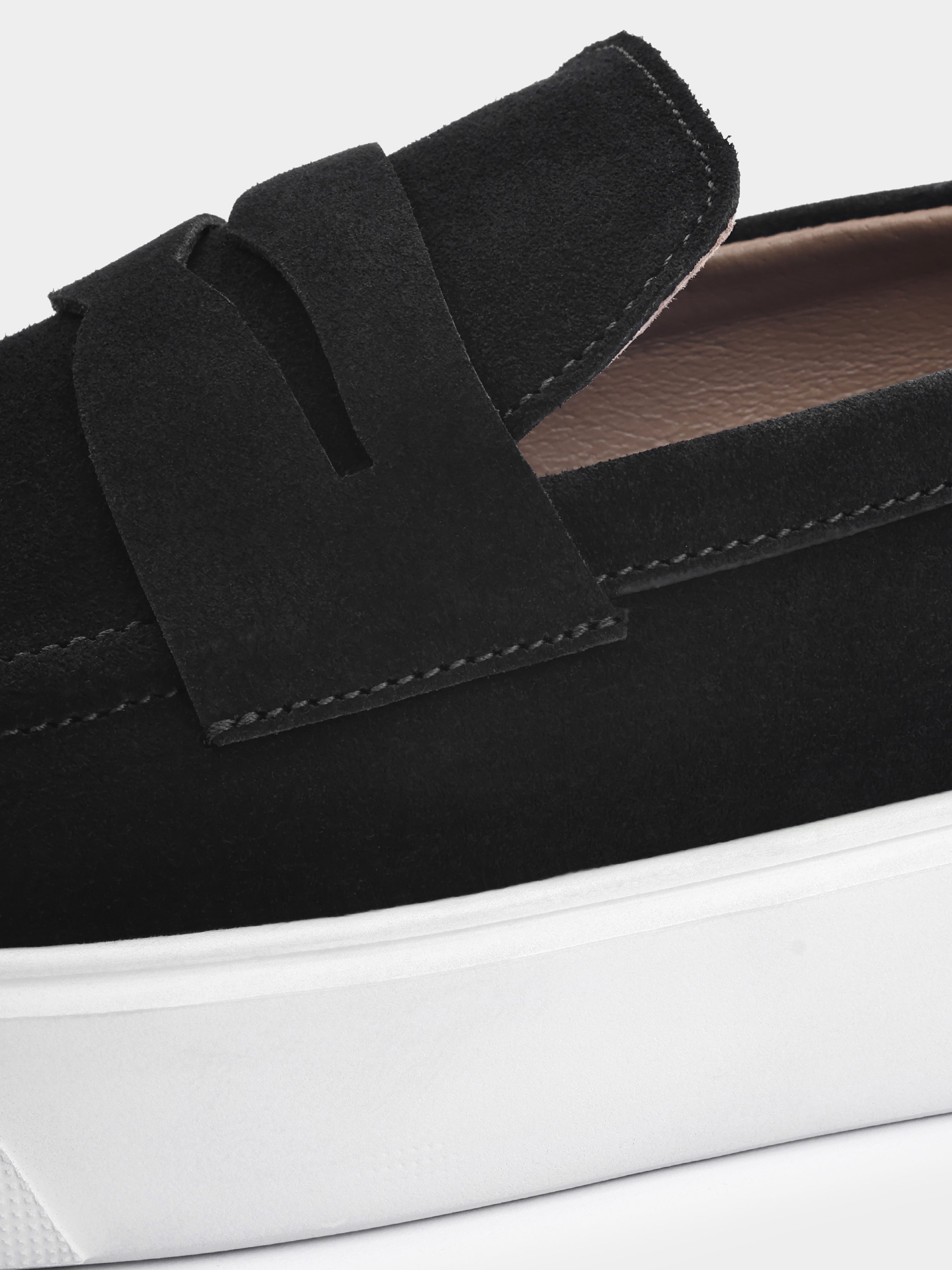 Incanto Black White Suede Loafers