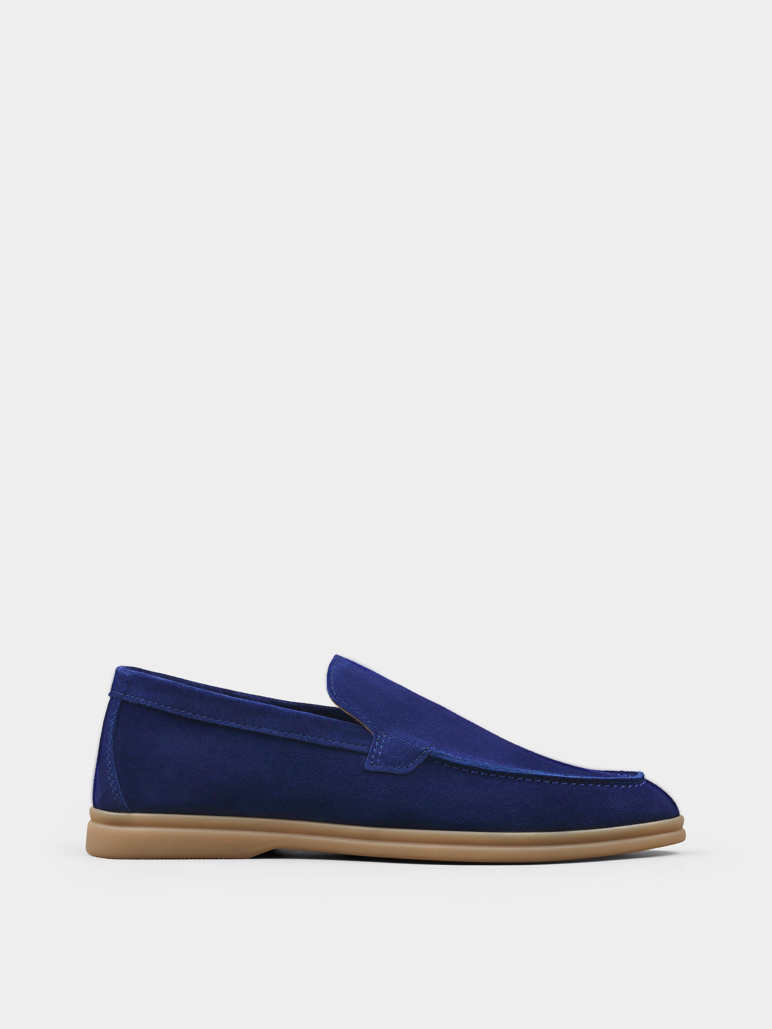 Loafers, Fenda, Navy, Men's shoes, genuine suede upper and genuine leather lining, right view