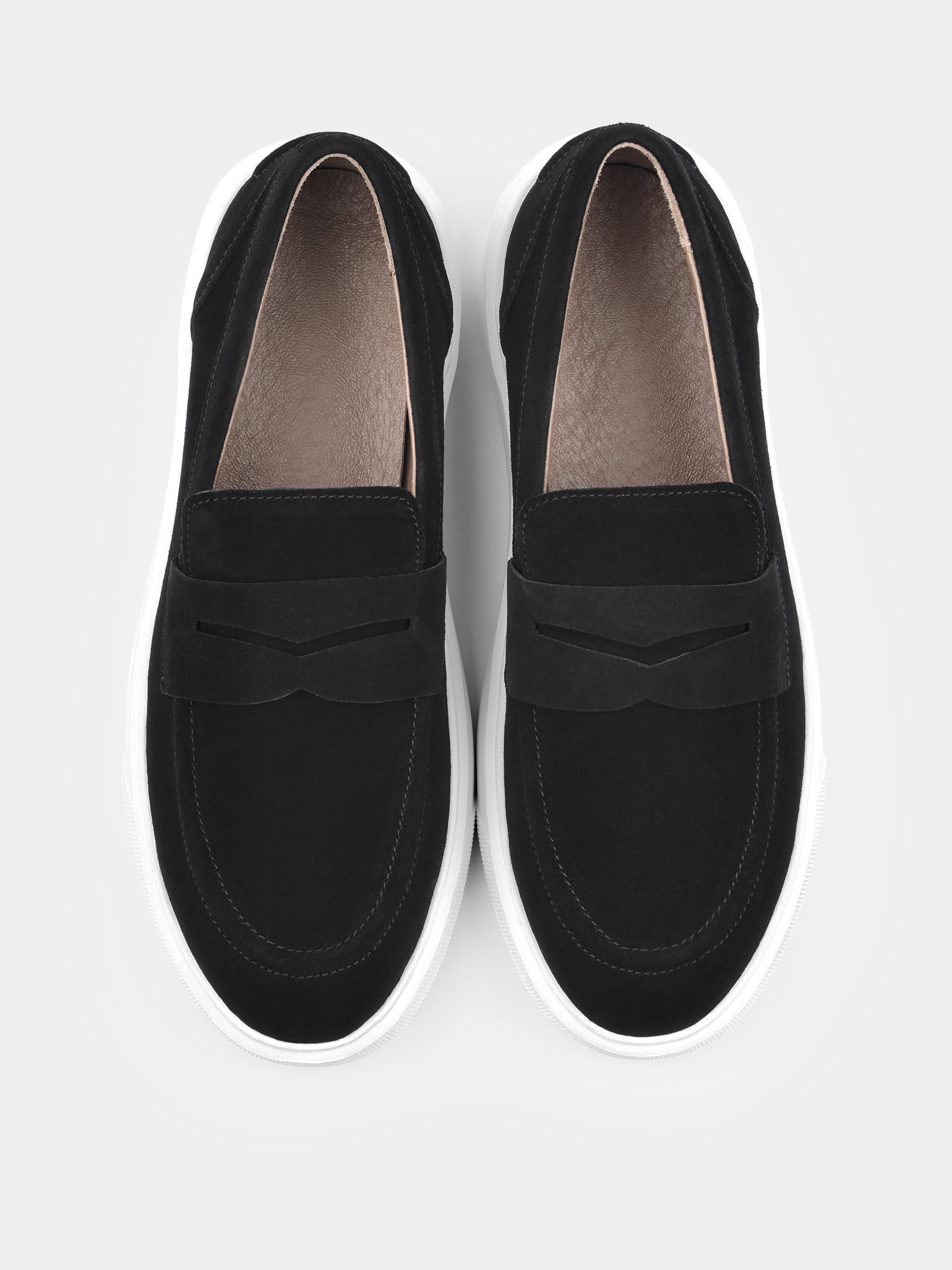 Incanto Black White Suede Loafers
