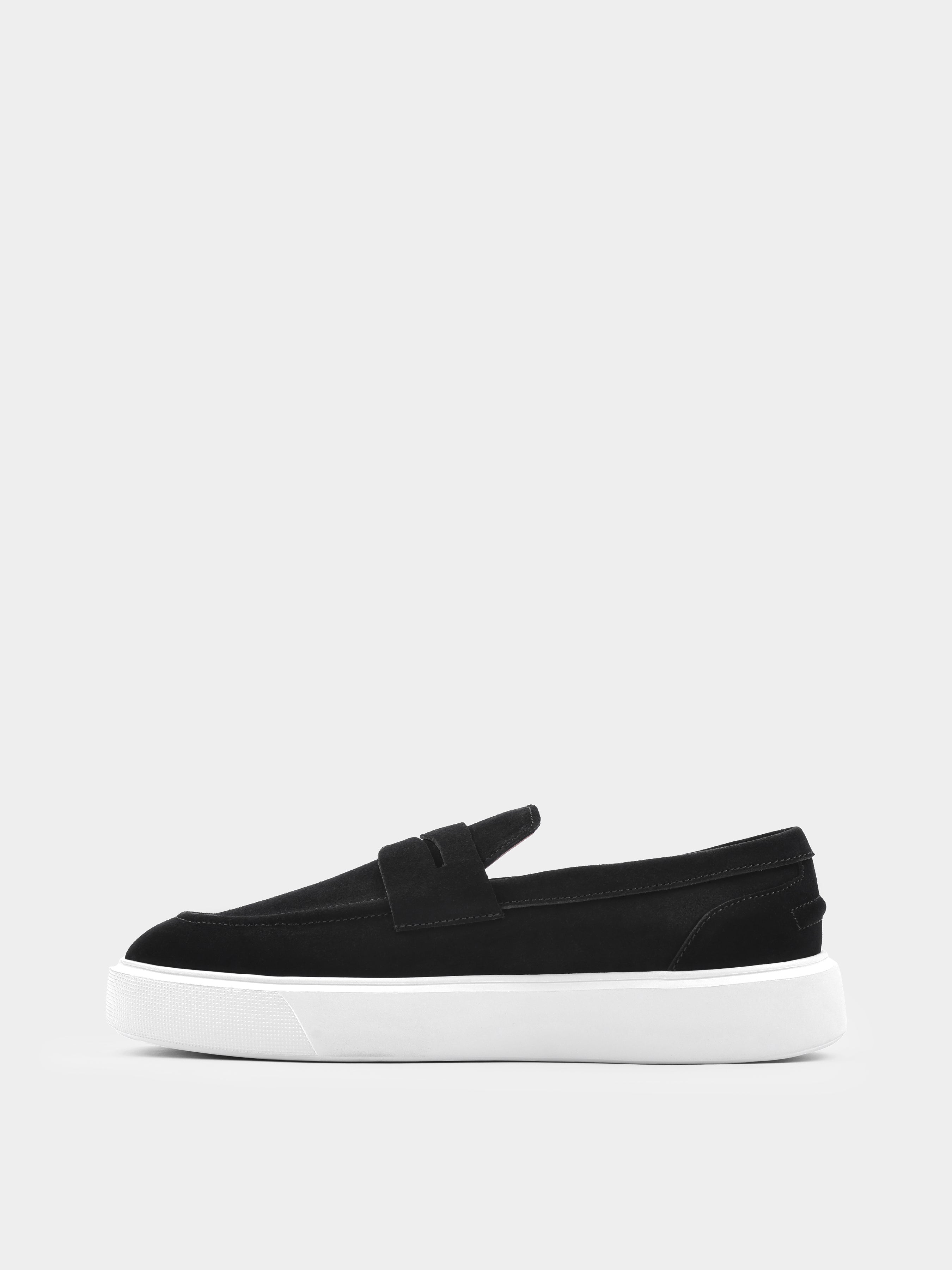 Incanto Black White Suede Loafers
