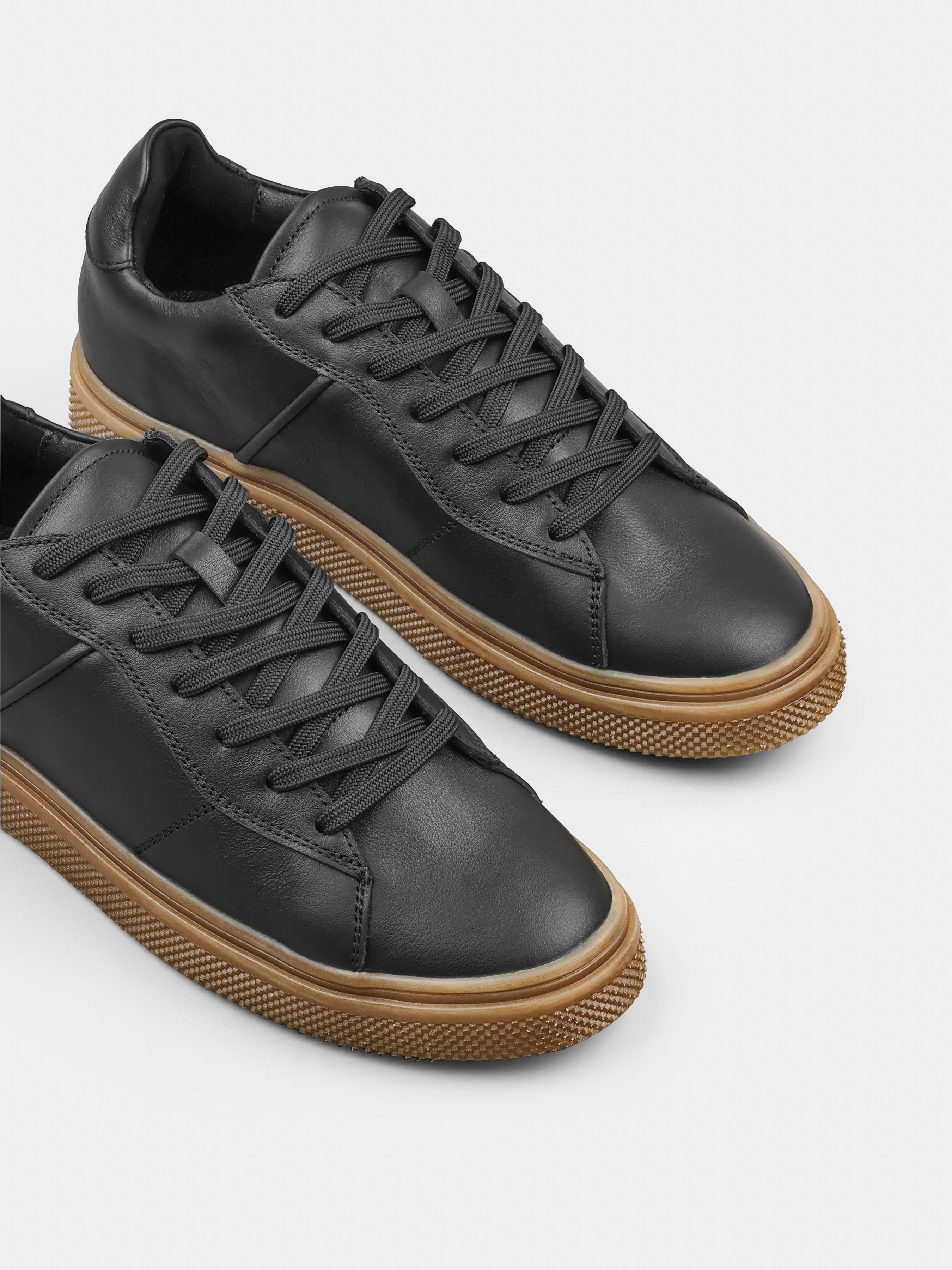 Sneakers, Manfredino, Black, Men's shoes, genuine leather upper and lining, diagonally view