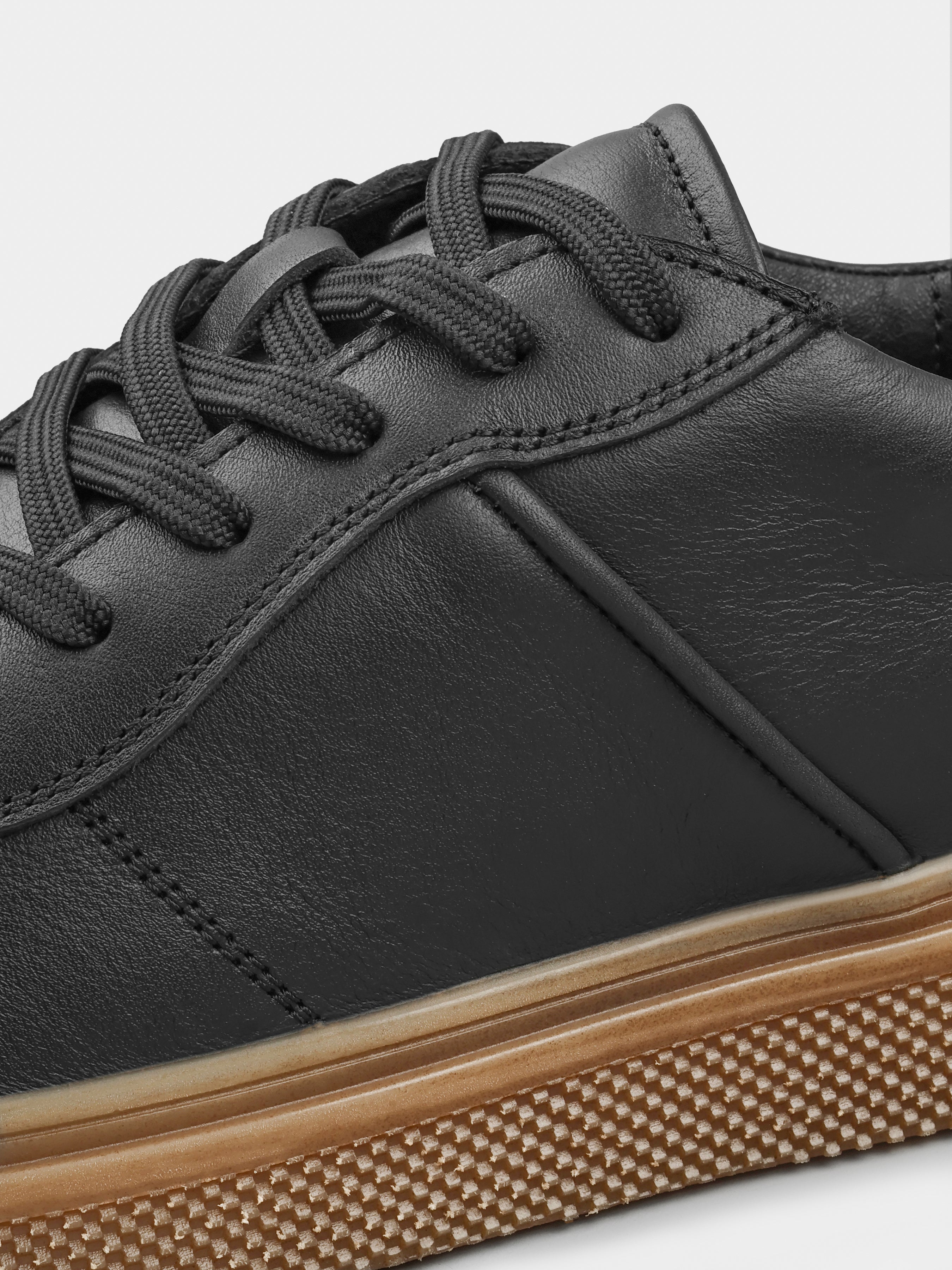 Sneakers, Manfredino, Black, Men's shoes, genuine leather upper and lining, laces view