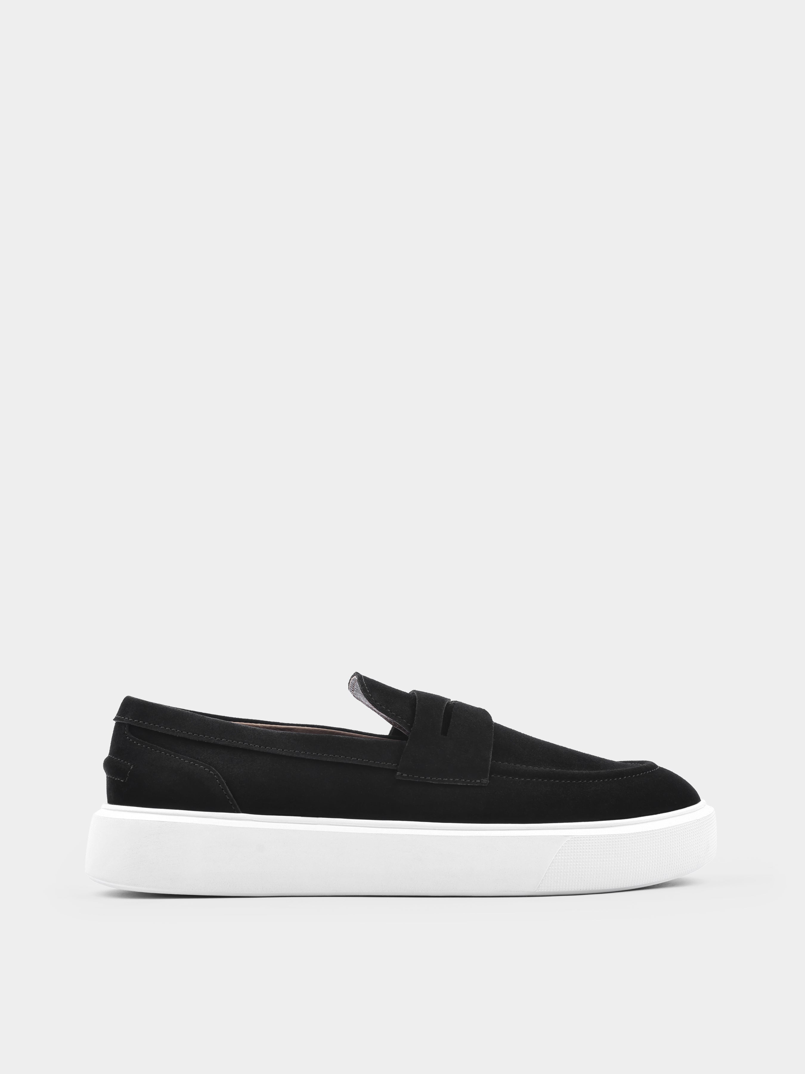 Incanto Black White Suede Loafers