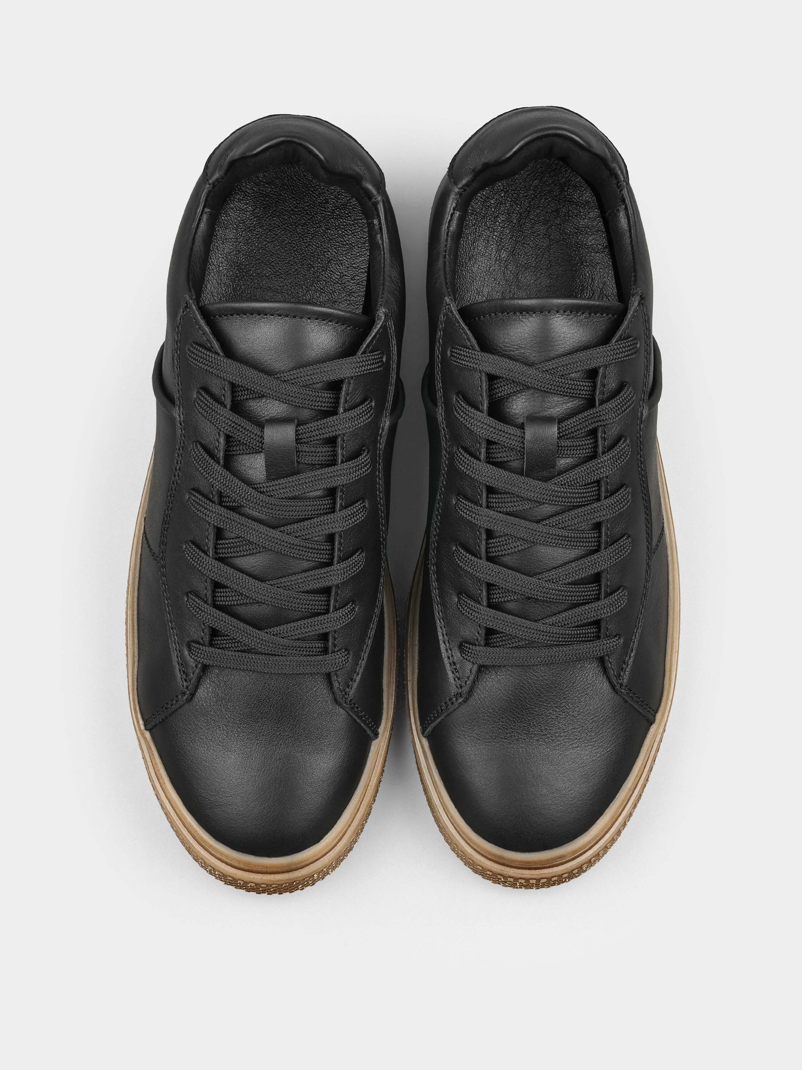 Sneakers, Manfredino, Black, Men's shoes, genuine leather upper and lining, front view