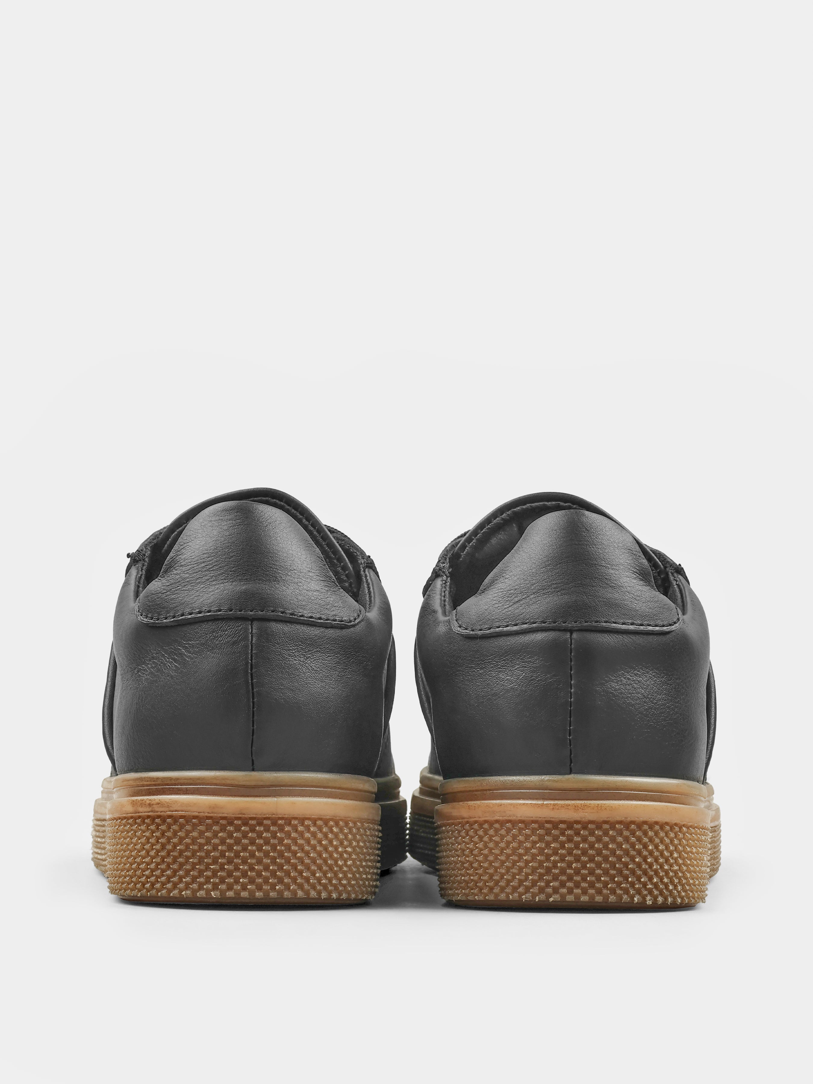 Sneakers, Manfredino, Black, Men's shoes, genuine leather upper and lining, heel view