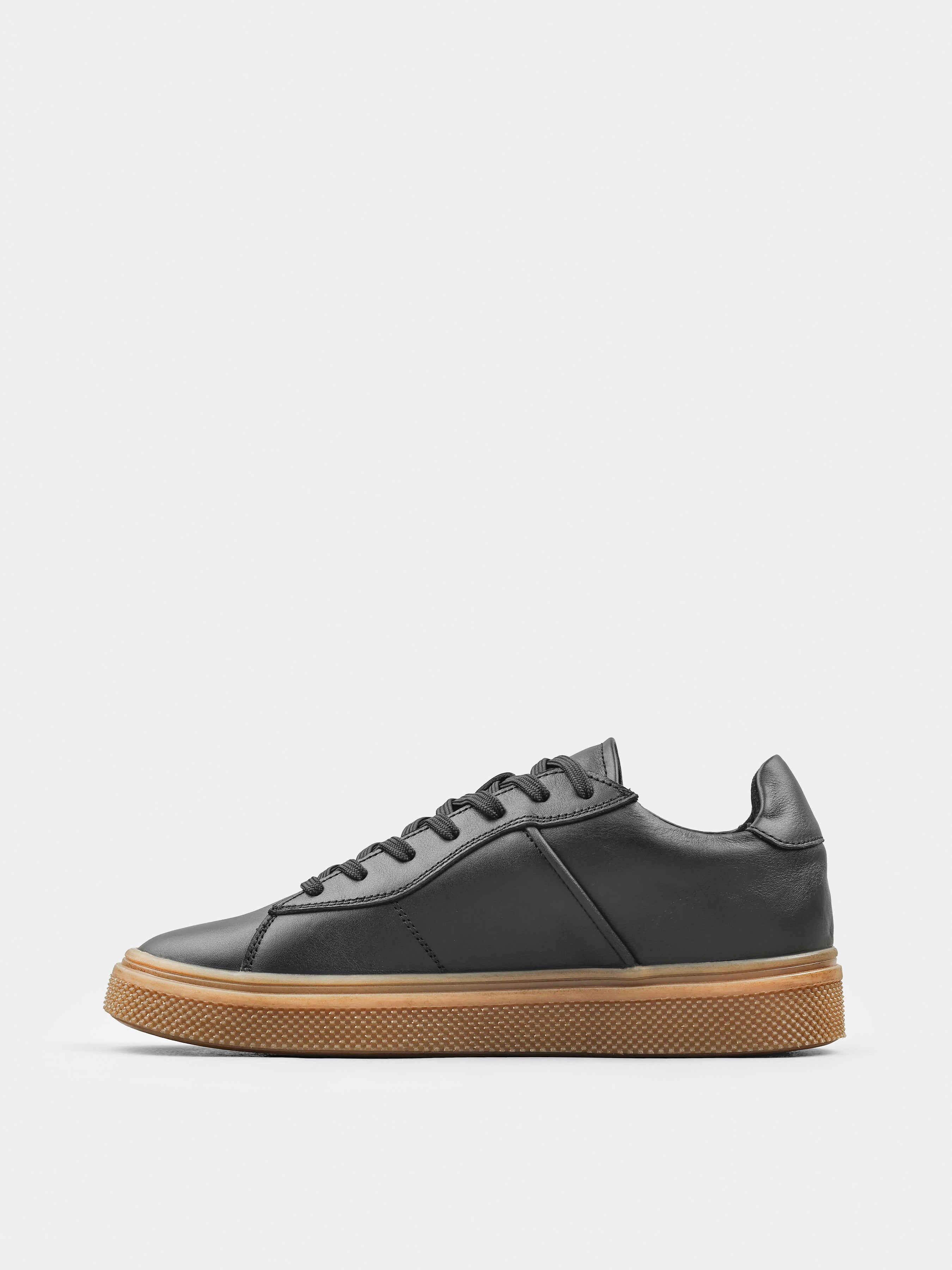 Sneakers, Manfredino, Black, Men's shoes, genuine leather upper and lining, left view