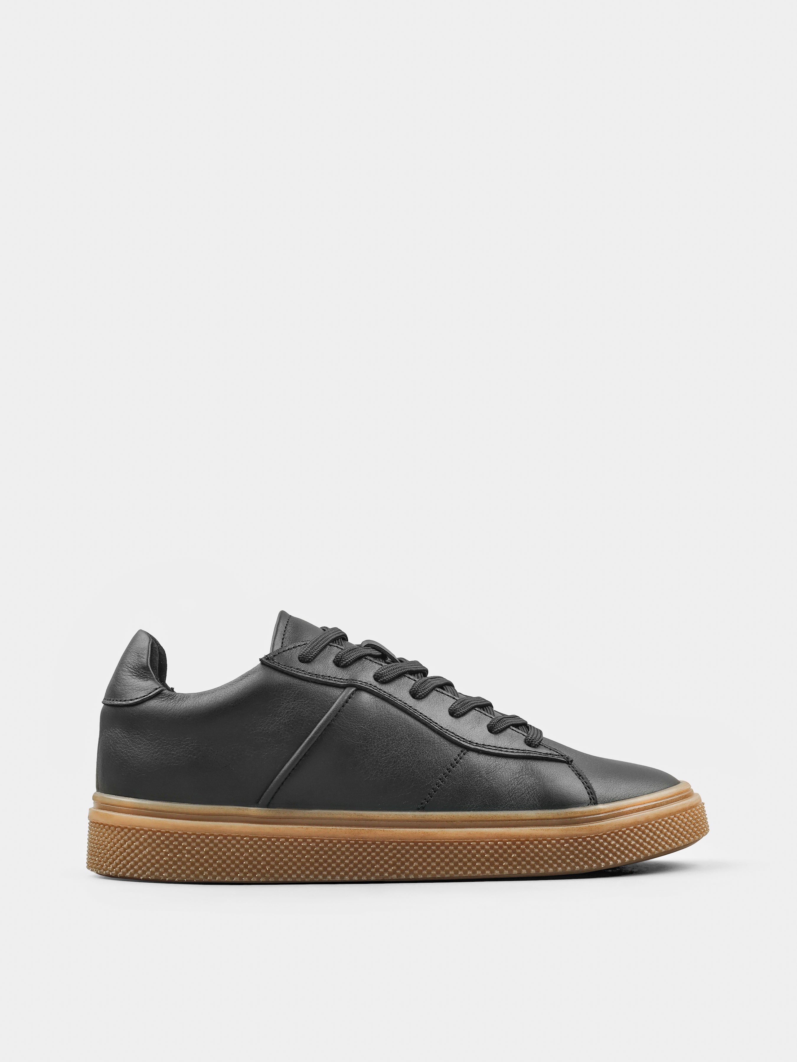 Sneakers, Manfredino, Black, Men's shoes, genuine leather upper and lining, right view