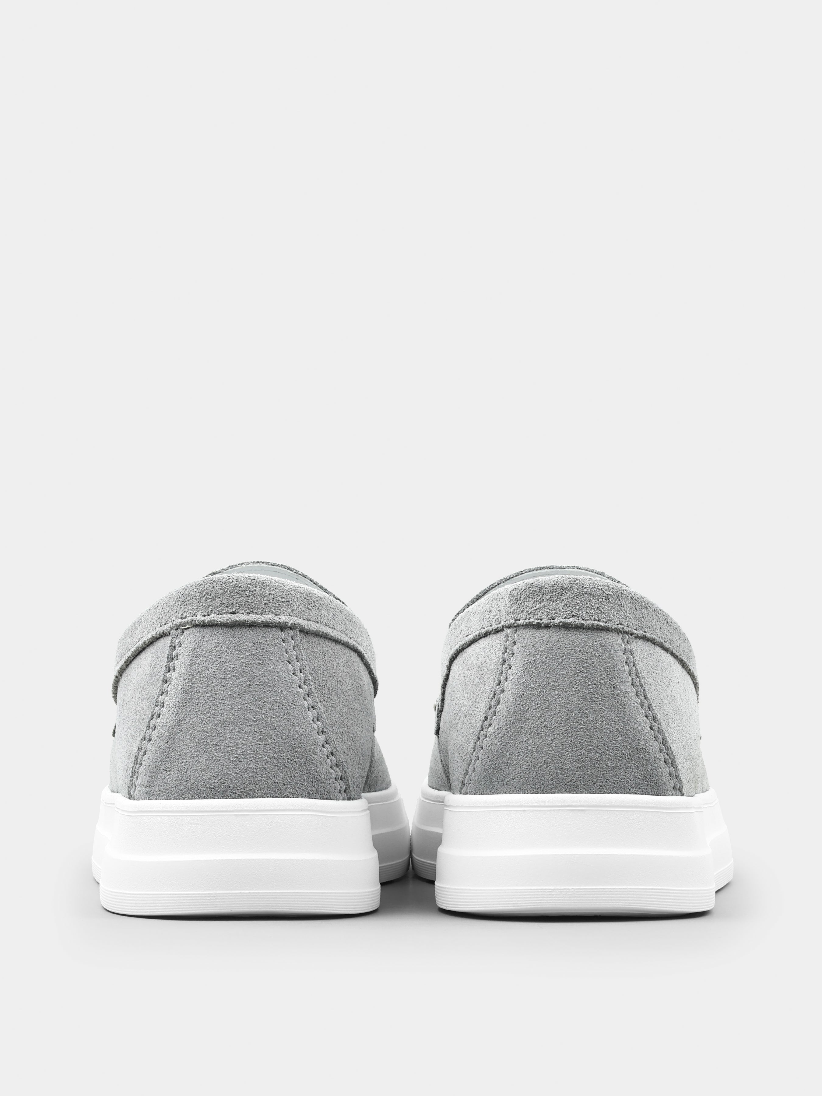 Loafers, Spectrum, Grey, Men's shoes, natural suede upper and leather lining, heel view