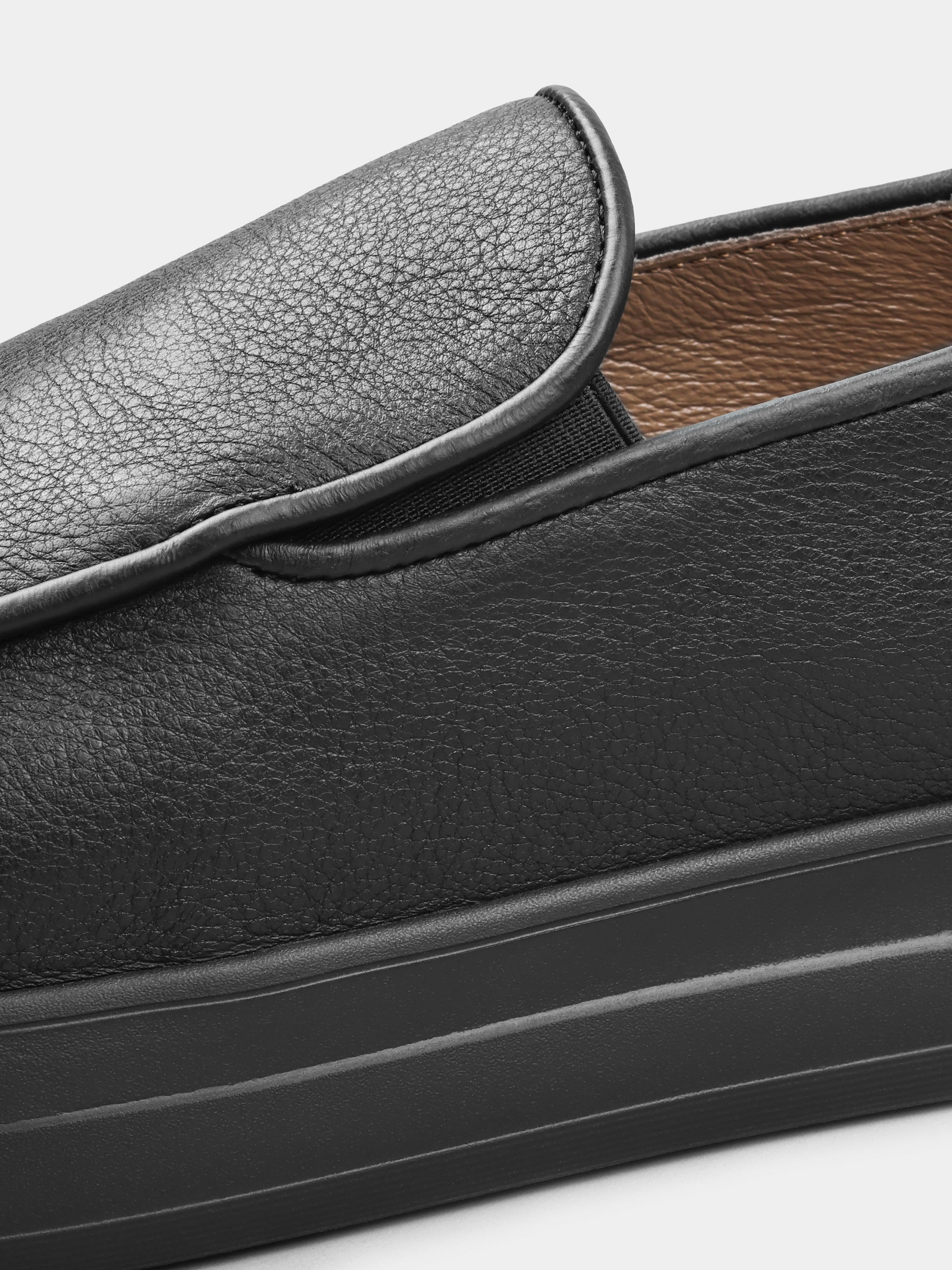 Loafers, Oscuro, Black, Men's shoes, natural leather upper and lining, detailed view