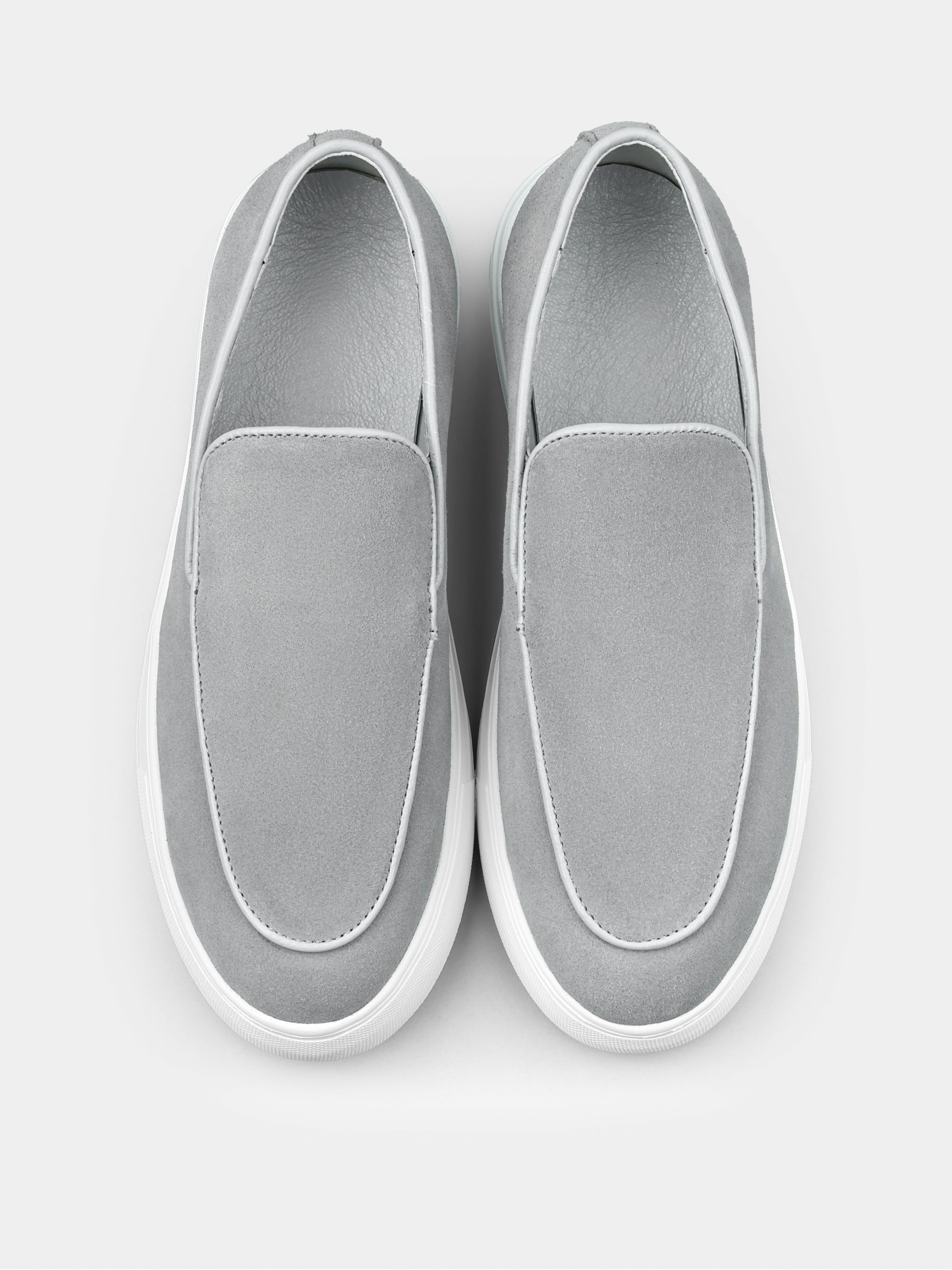 Loafers, Oscuro, Gray, Men's shoes, natural suede upper and leather lining, front view