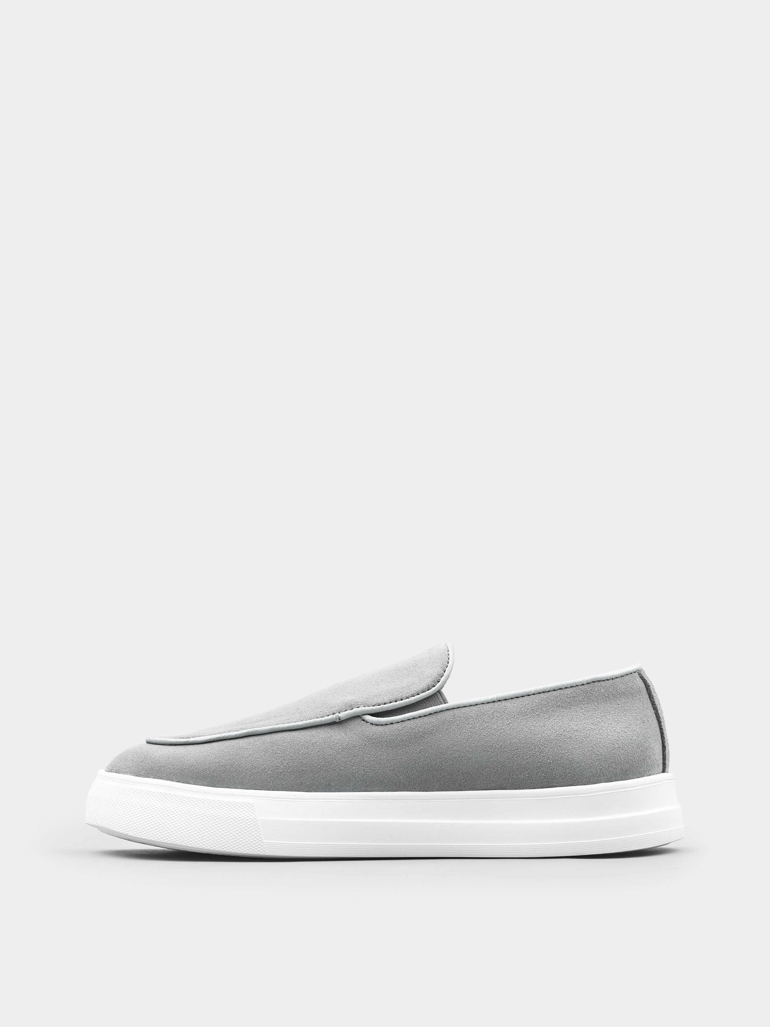 Loafers, Oscuro, Gray, Men's shoes, natural suede upper and leather lining, left view