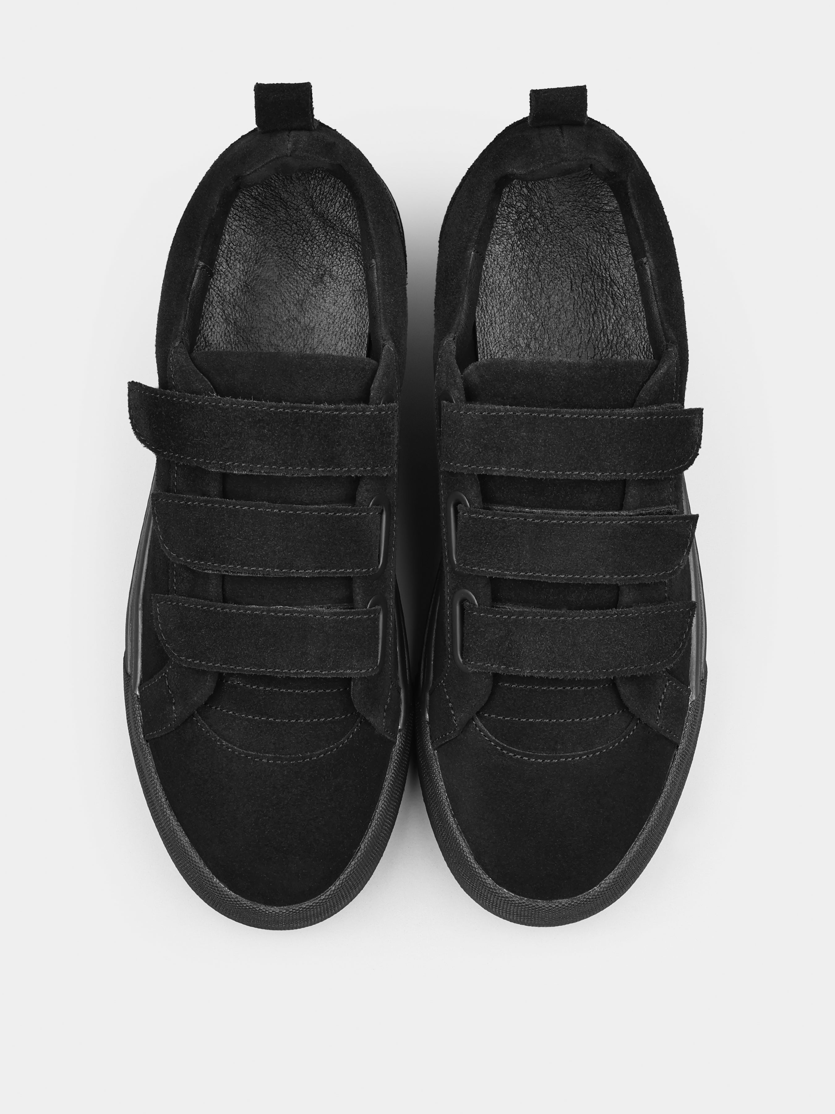 Sneakers, Settanta, Black, Men's shoes, natural suede upper and leather lining, front view