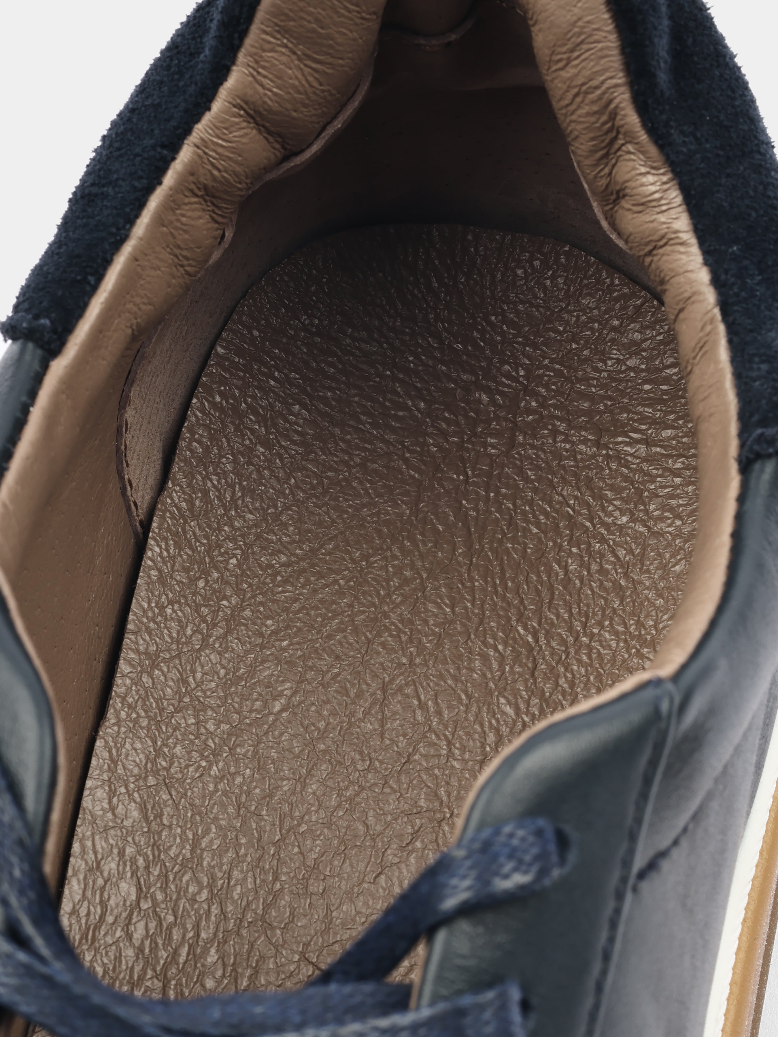 Sneakers, Volere, Navy, Men's shoes, natural suede upper and leather lining, insole view