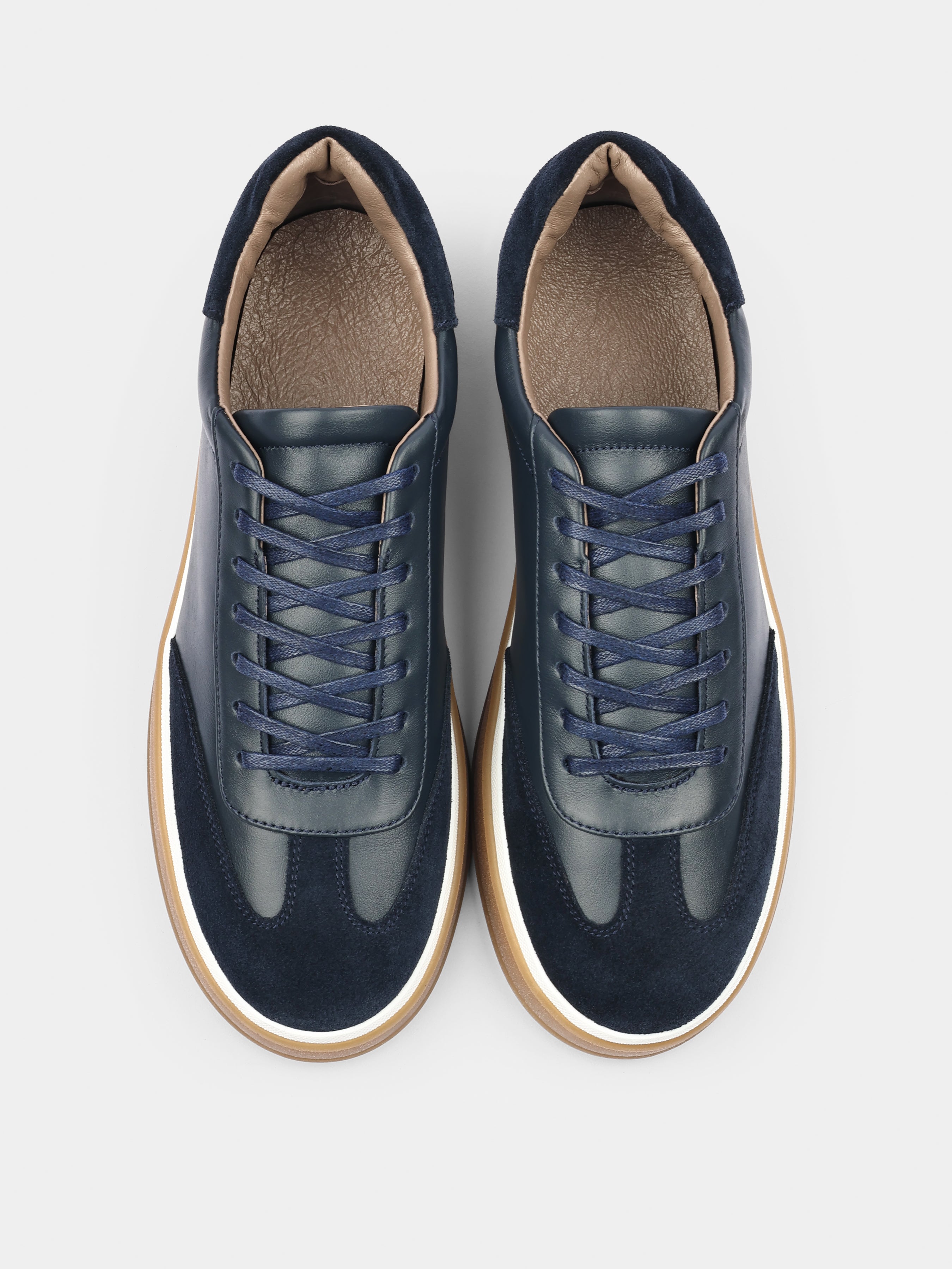 Sneakers, Volere, Navy, Men's shoes, natural suede upper and leather lining, front view