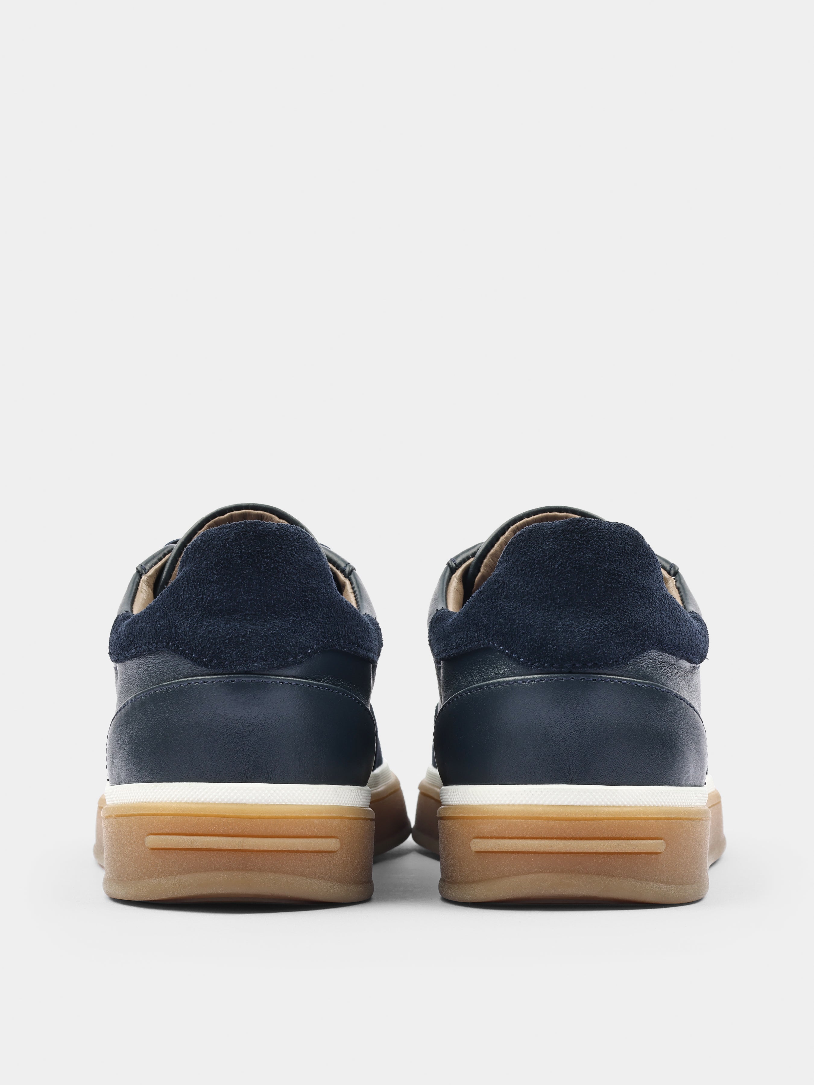 Sneakers, Volere, Navy, Men's shoes, natural suede upper and leather lining, heel view