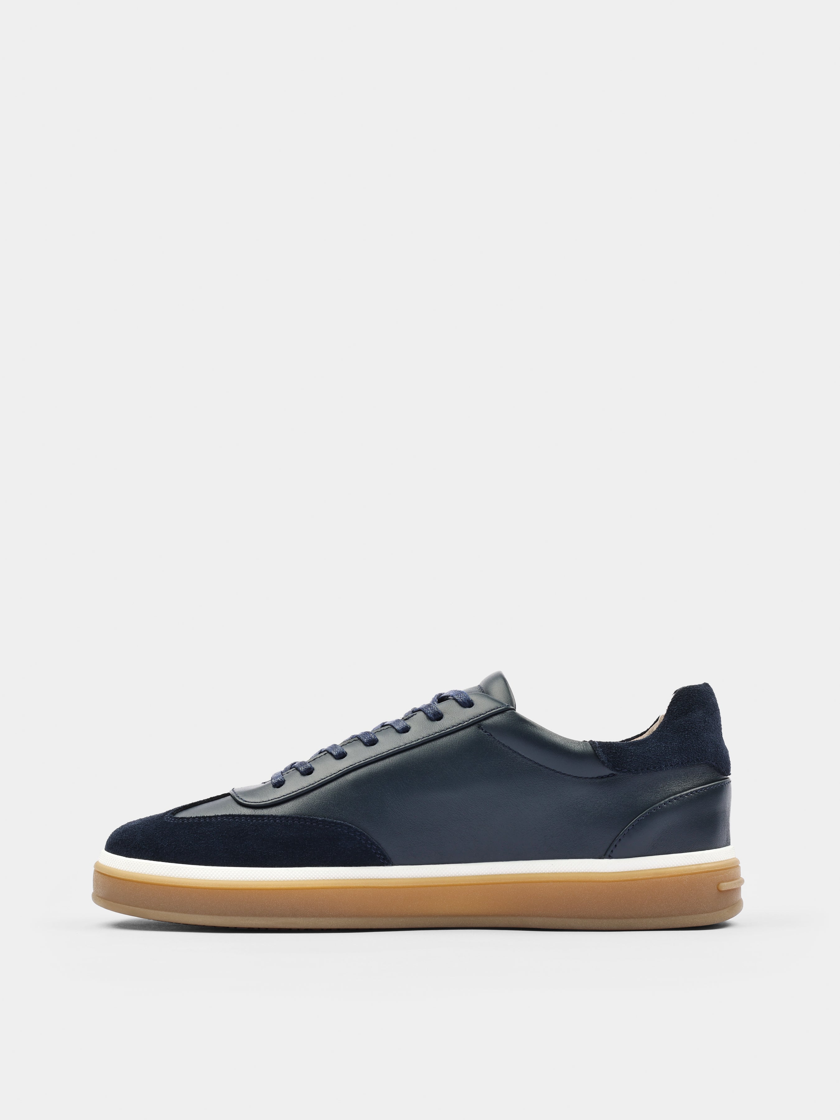 Sneakers, Volere, Navy, Men's shoes, natural suede upper and leather lining, left view