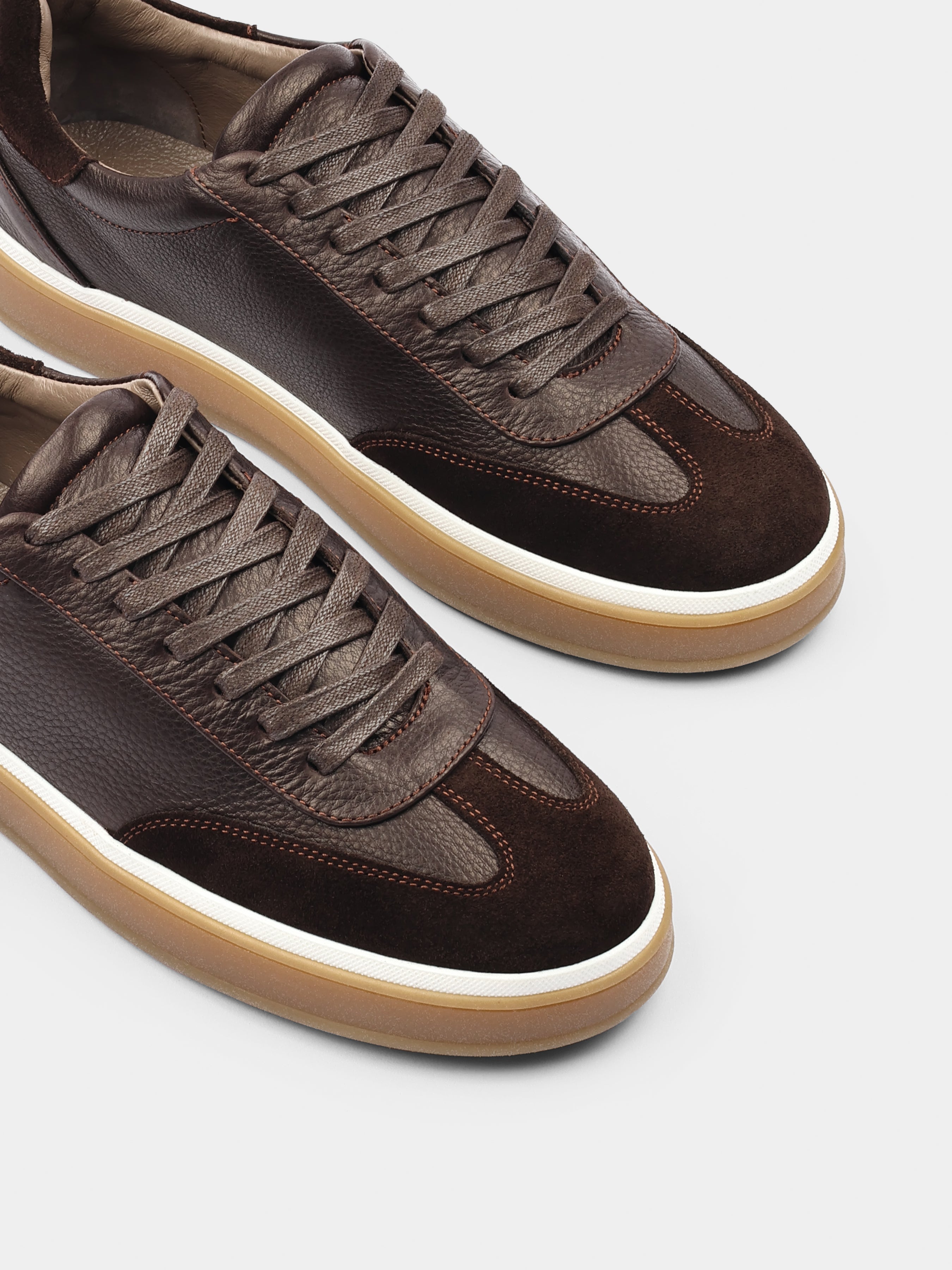 Sneakers, Volere, Dark-Brown, Men's shoes, natural suede upper and leather lining, diagonally view