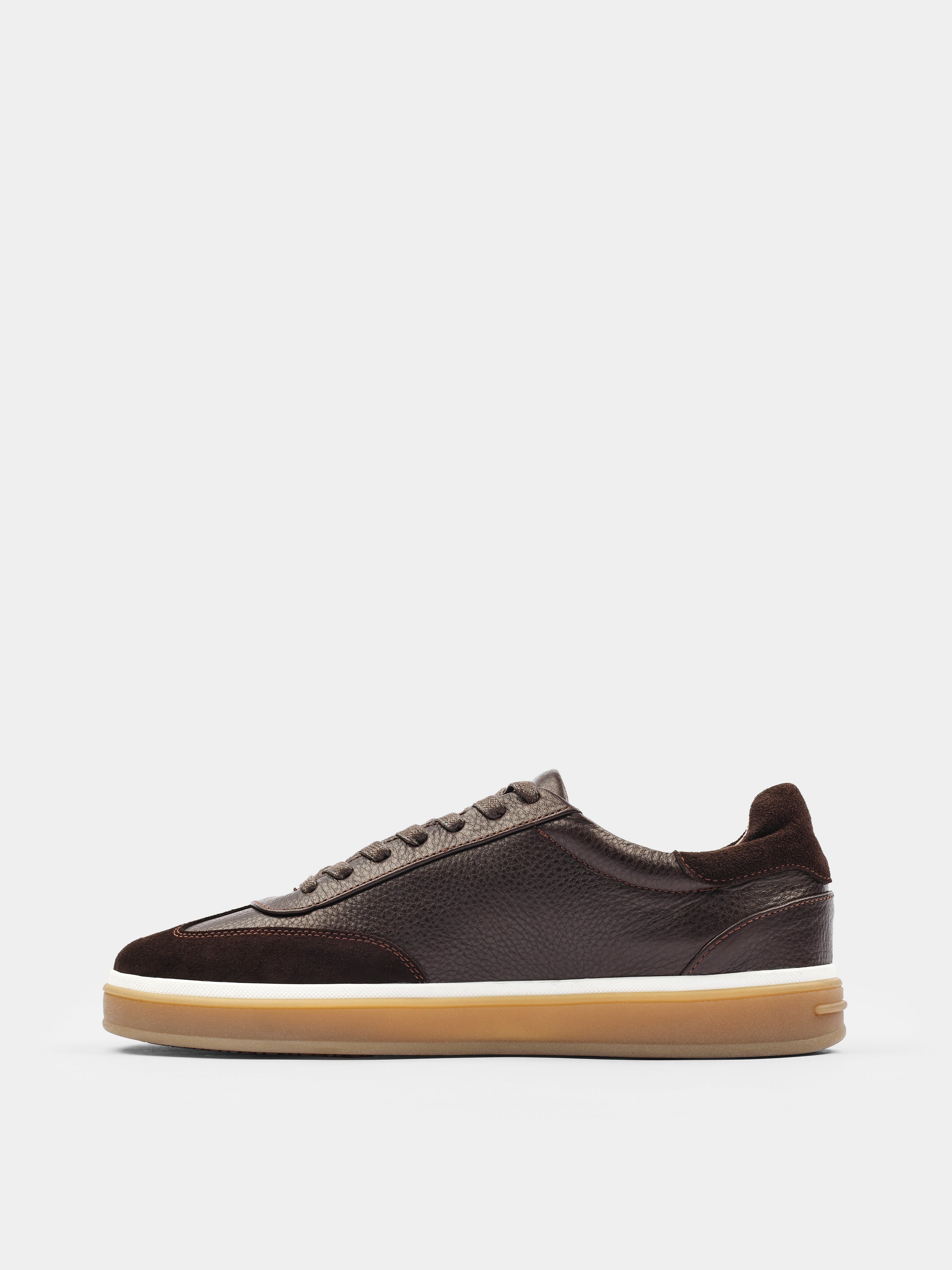 Sneakers, Volere, Dark-Brown, Men's shoes, natural suede upper and leather lining, left view