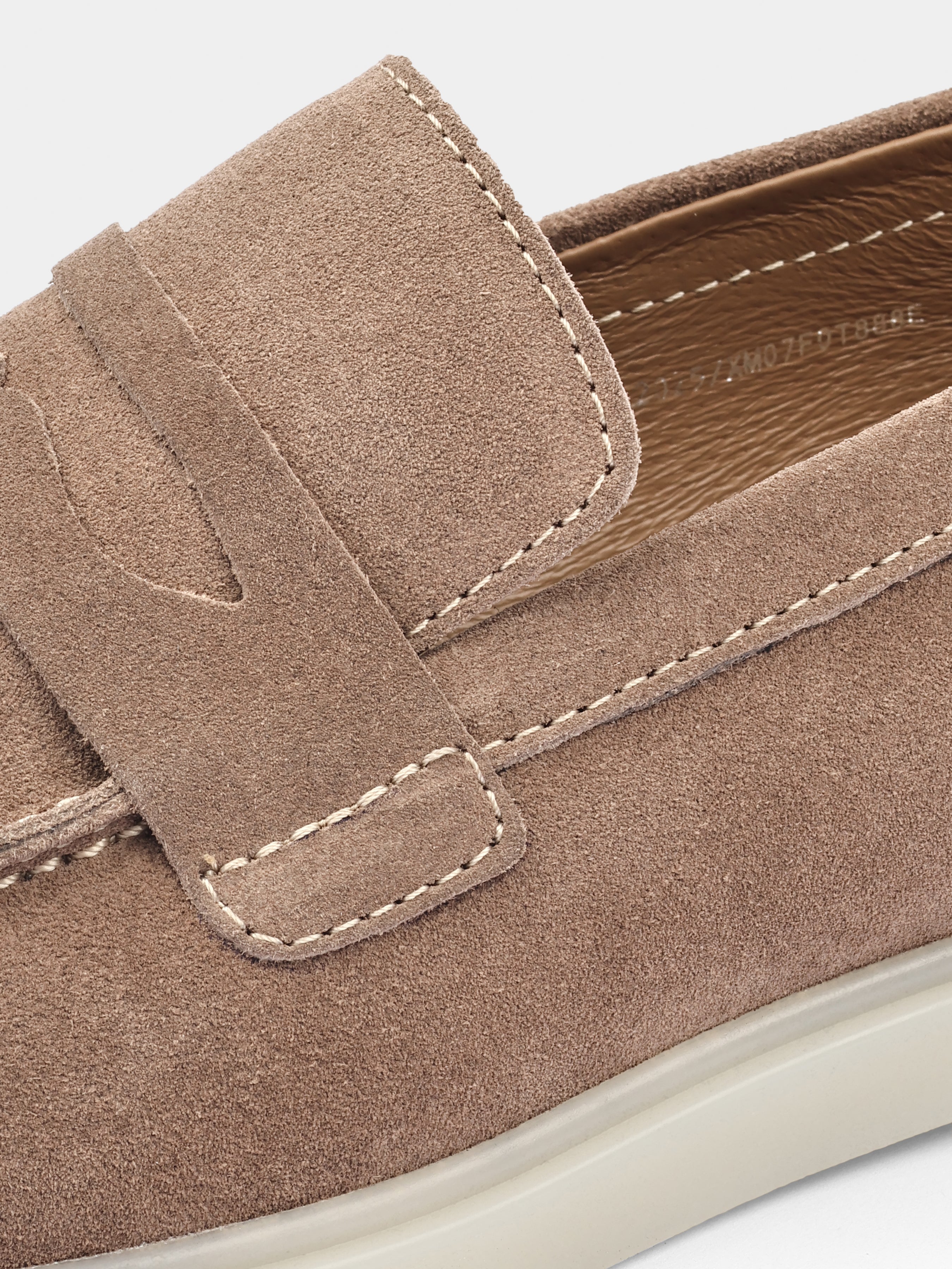 Loafers, Prospero, Cappuccino, Men's shoes, natural suede upper and leather lining, belt view