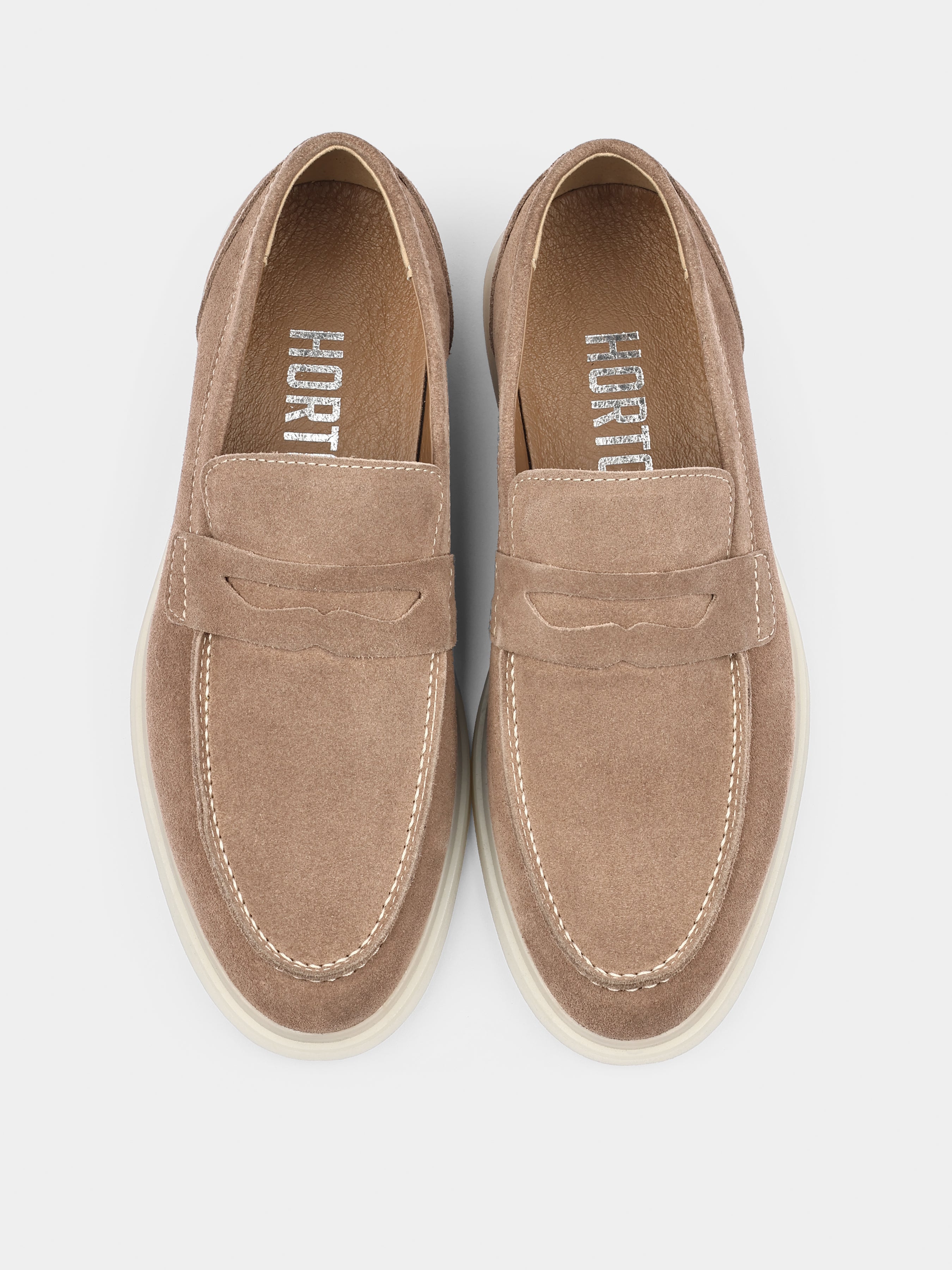 Loafers, Prospero, Cappuccino, Men's shoes, natural suede upper and leather lining, front view
