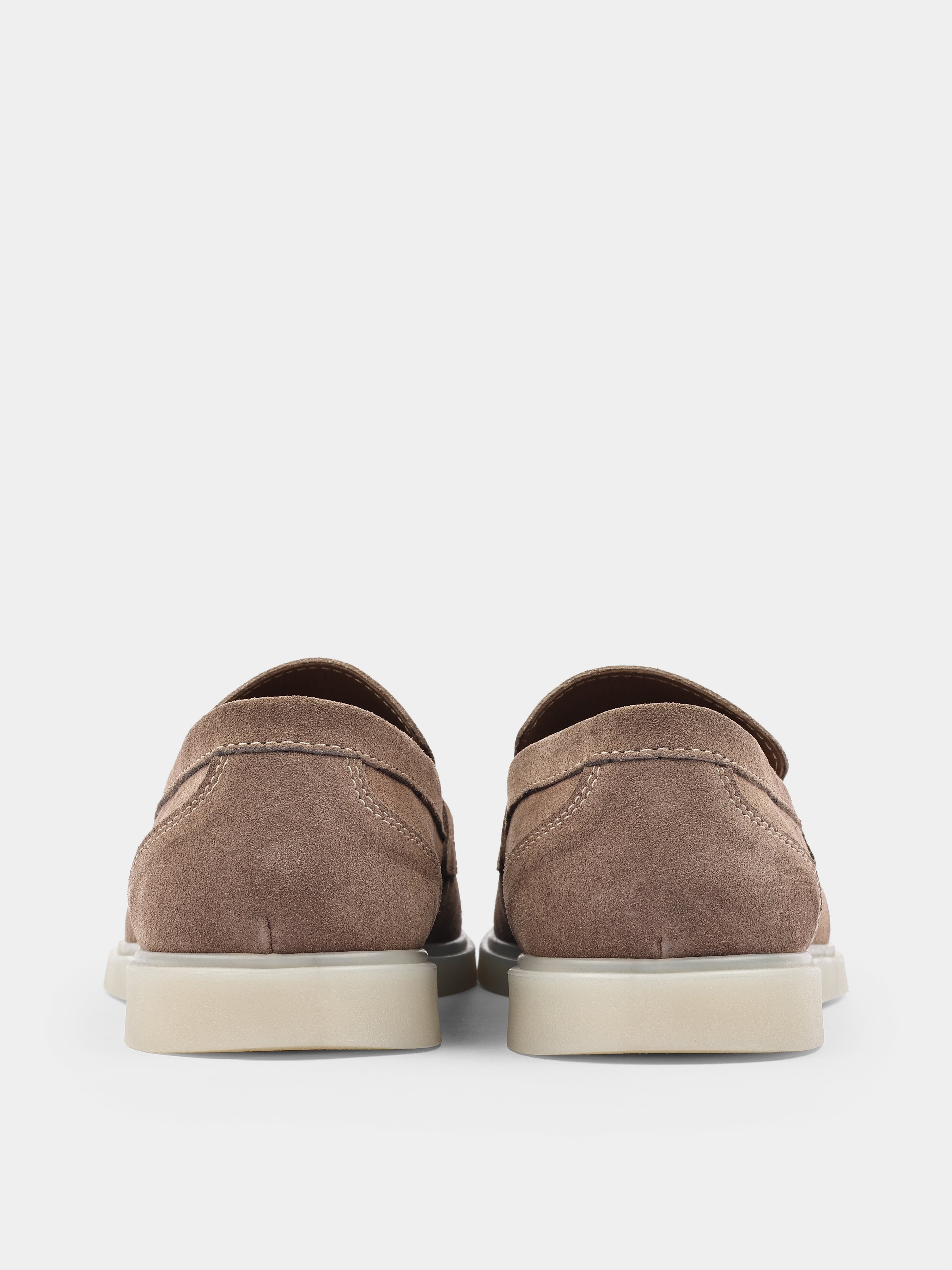 Loafers, Prospero, Cappuccino, Men's shoes, natural suede upper and leather lining, heel view