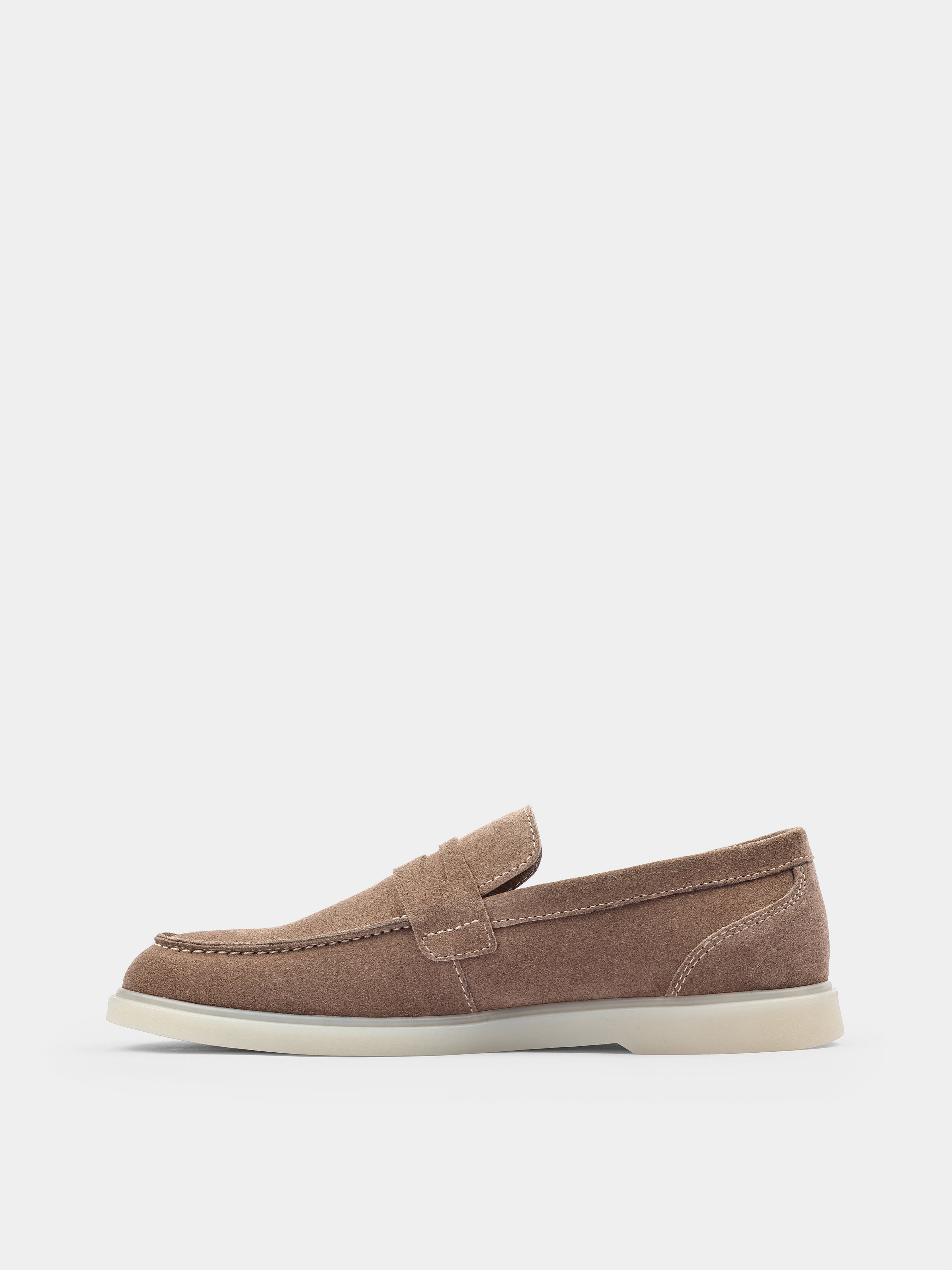 Loafers, Prospero, Cappuccino, Men's shoes, natural suede upper and leather lining, left view