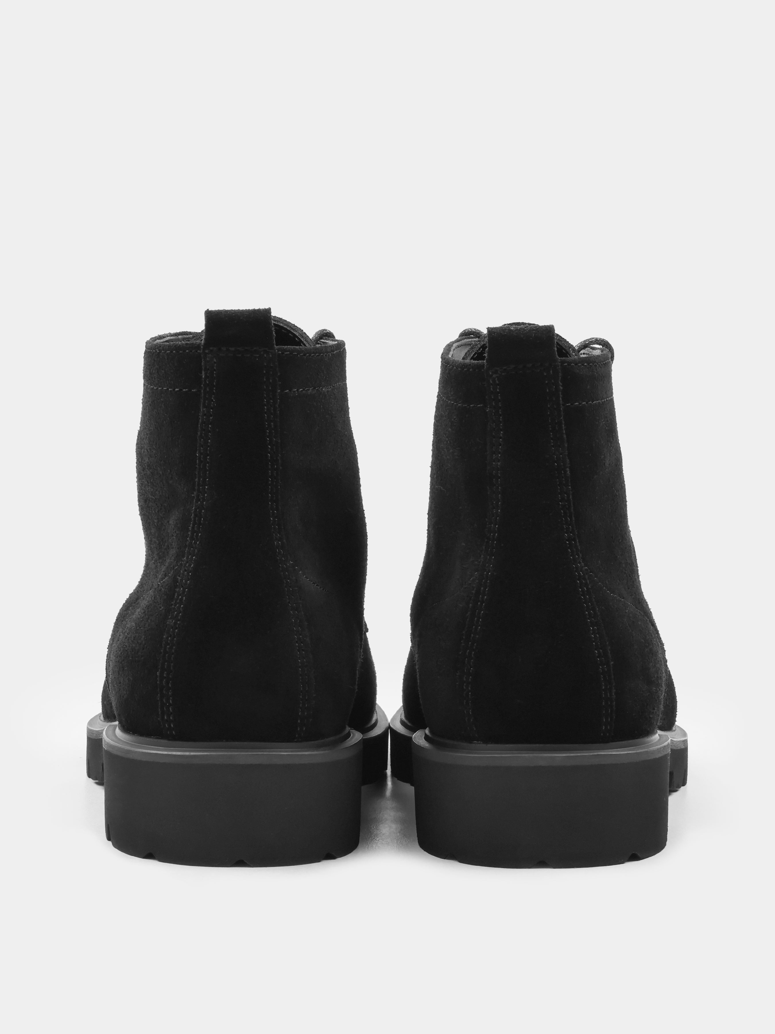 Boots, Modesto, Black Suede, Men's shoes, natural suede upper and fleece lining, heel view