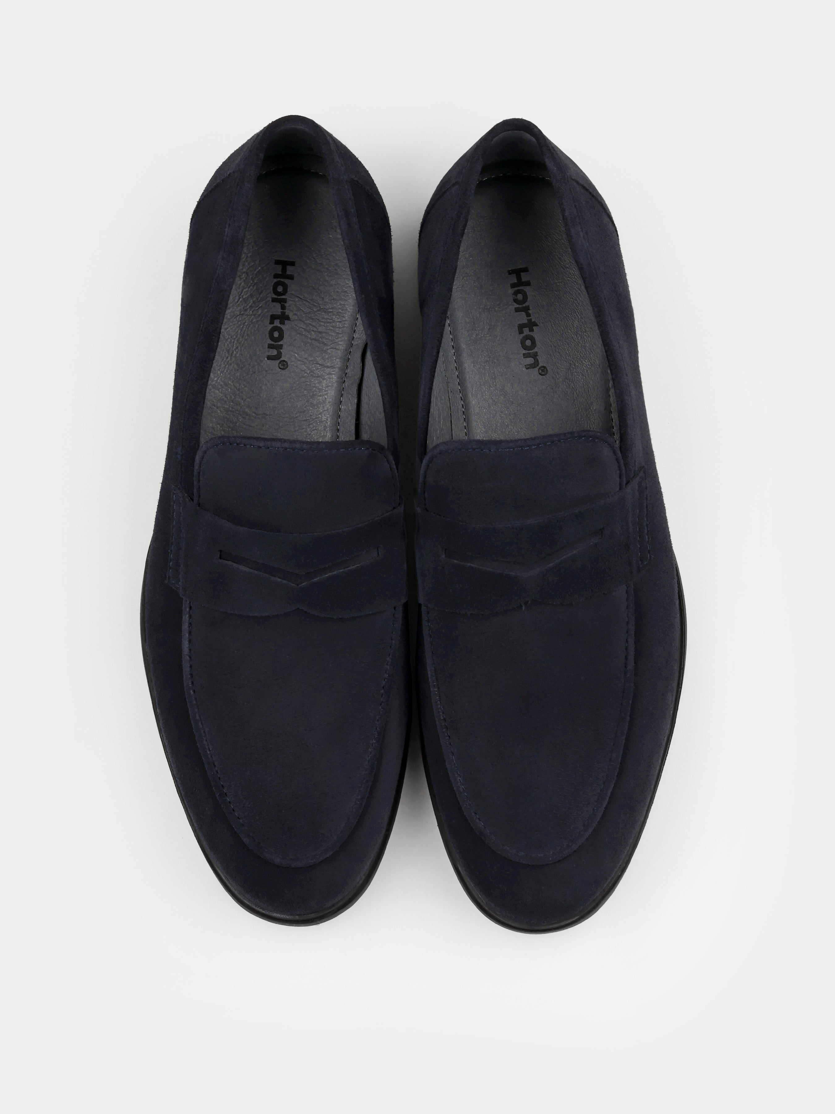 Loafers, Demini, Navy, Men's shoes, natural leather lining and upper suede, front view