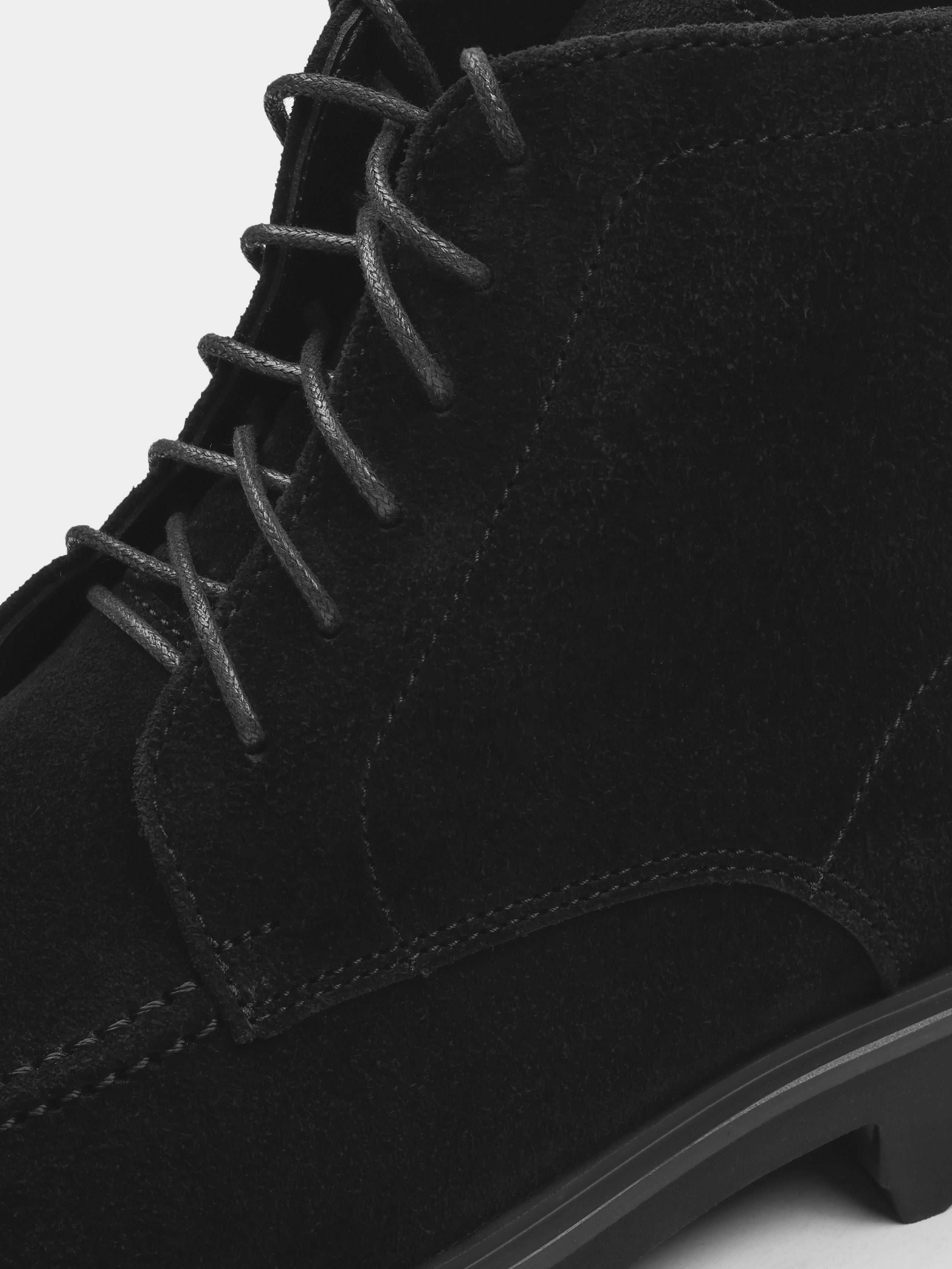 Boots, Modesto, Black Suede, Men's shoes, natural suede upper and fleece lining, laces view