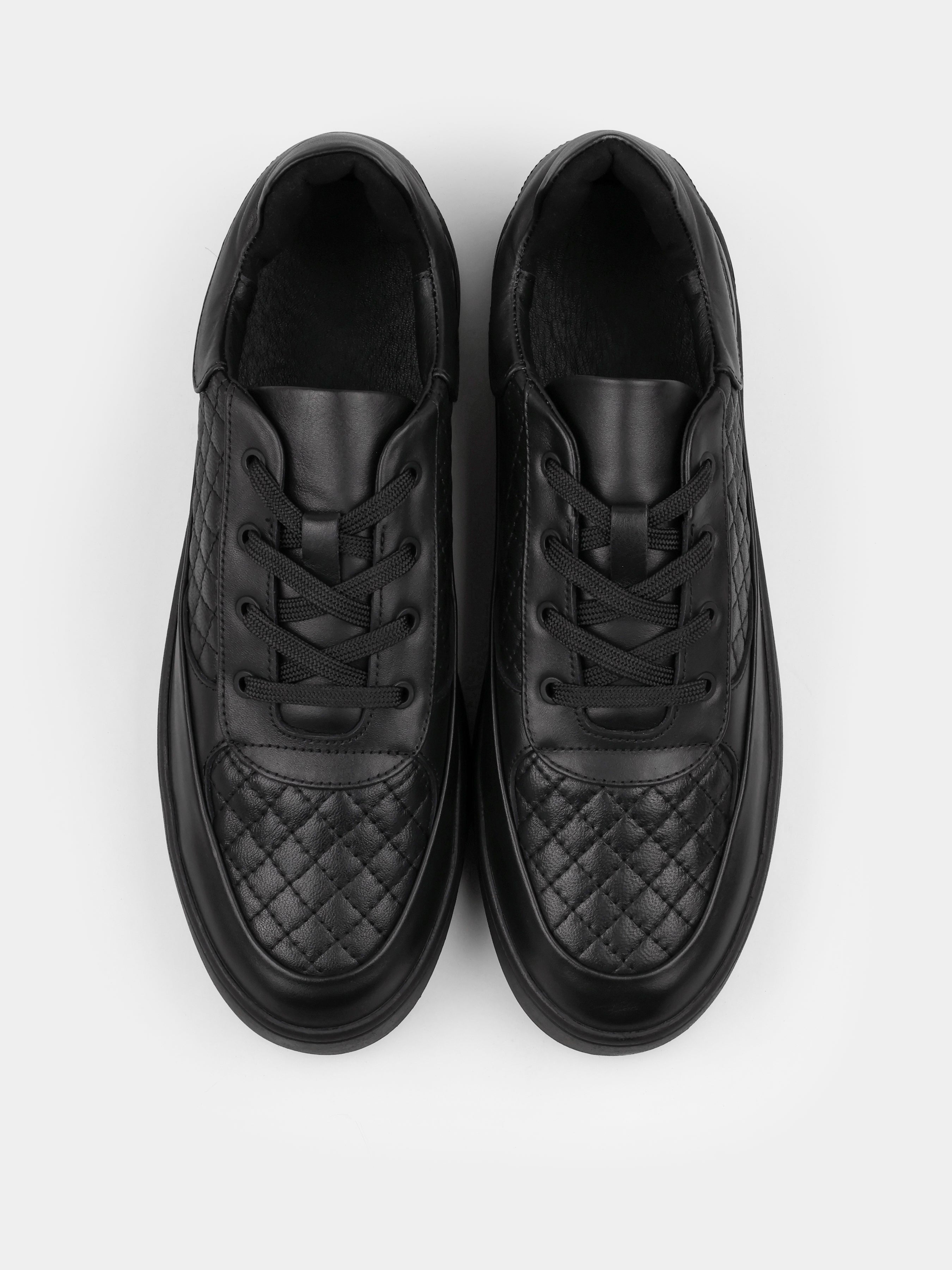 Sneakers, Parlo, Black, Men's shoes, natural leather upper and lining, front view