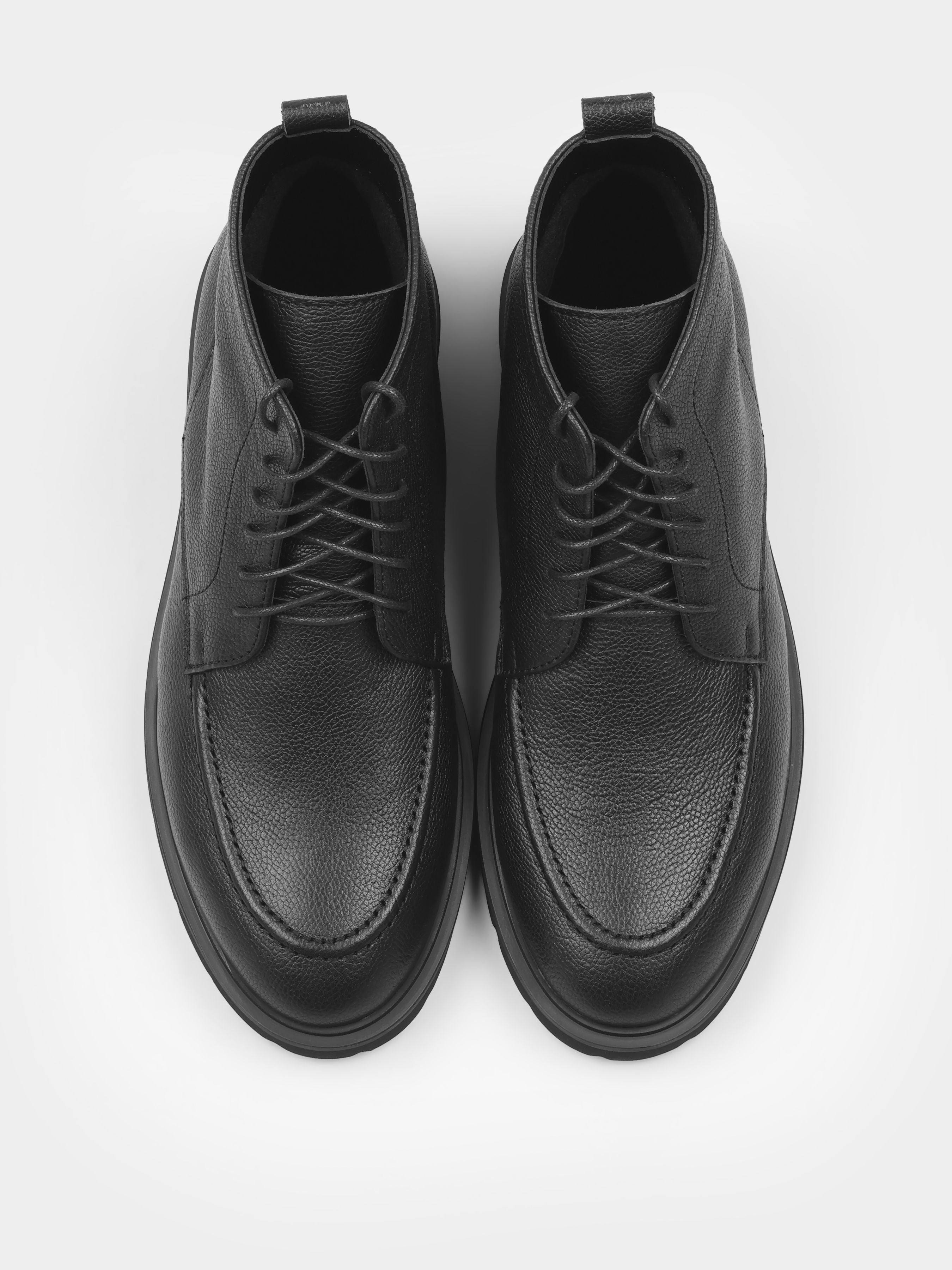 Boots, Modesto, Black, Men's shoes, natural leather upper and fleece lining, front view