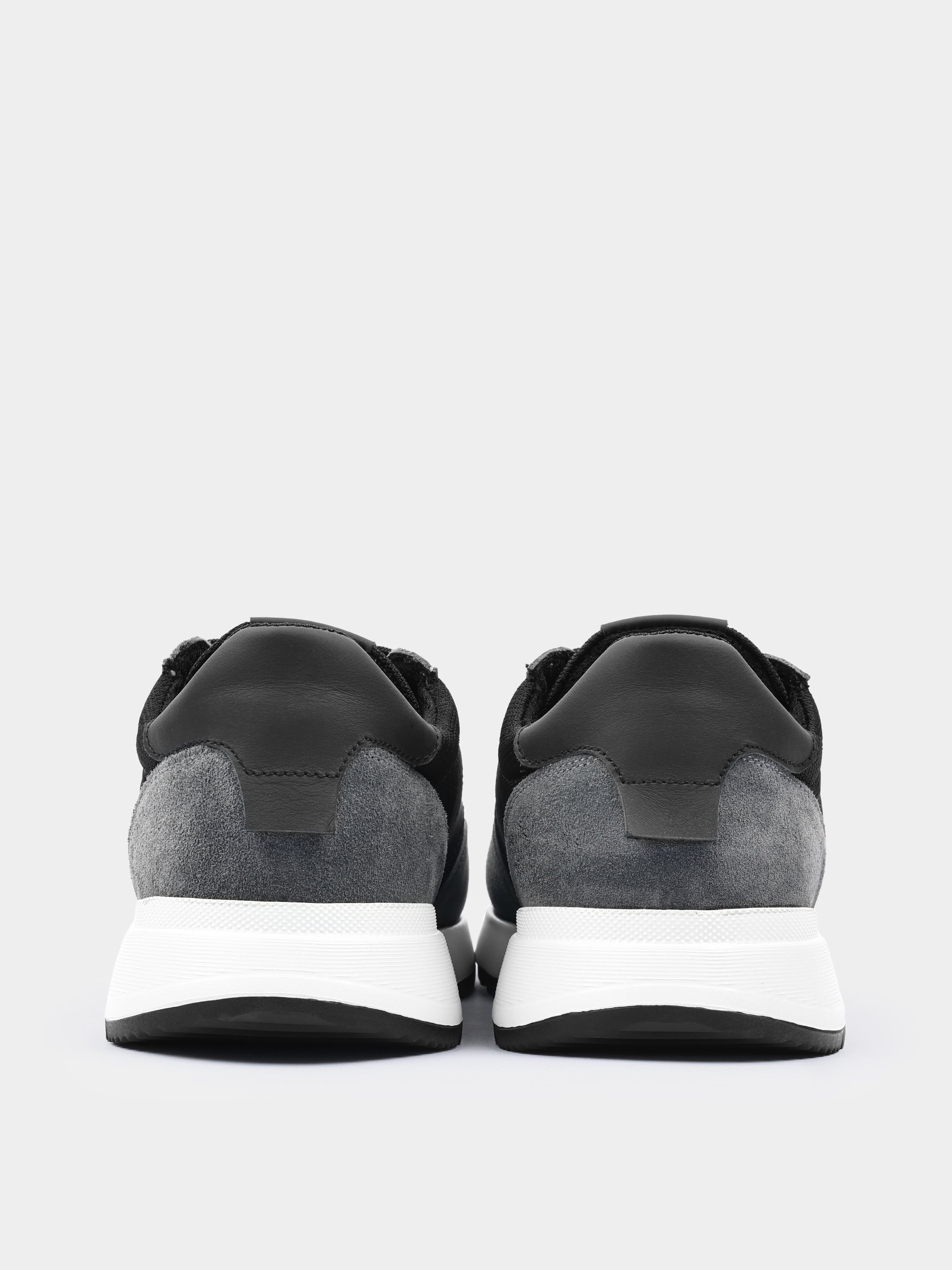 Sneakers, Lasciare, Grey White, Men's shoes, natural suede upper and textile lining, heel view