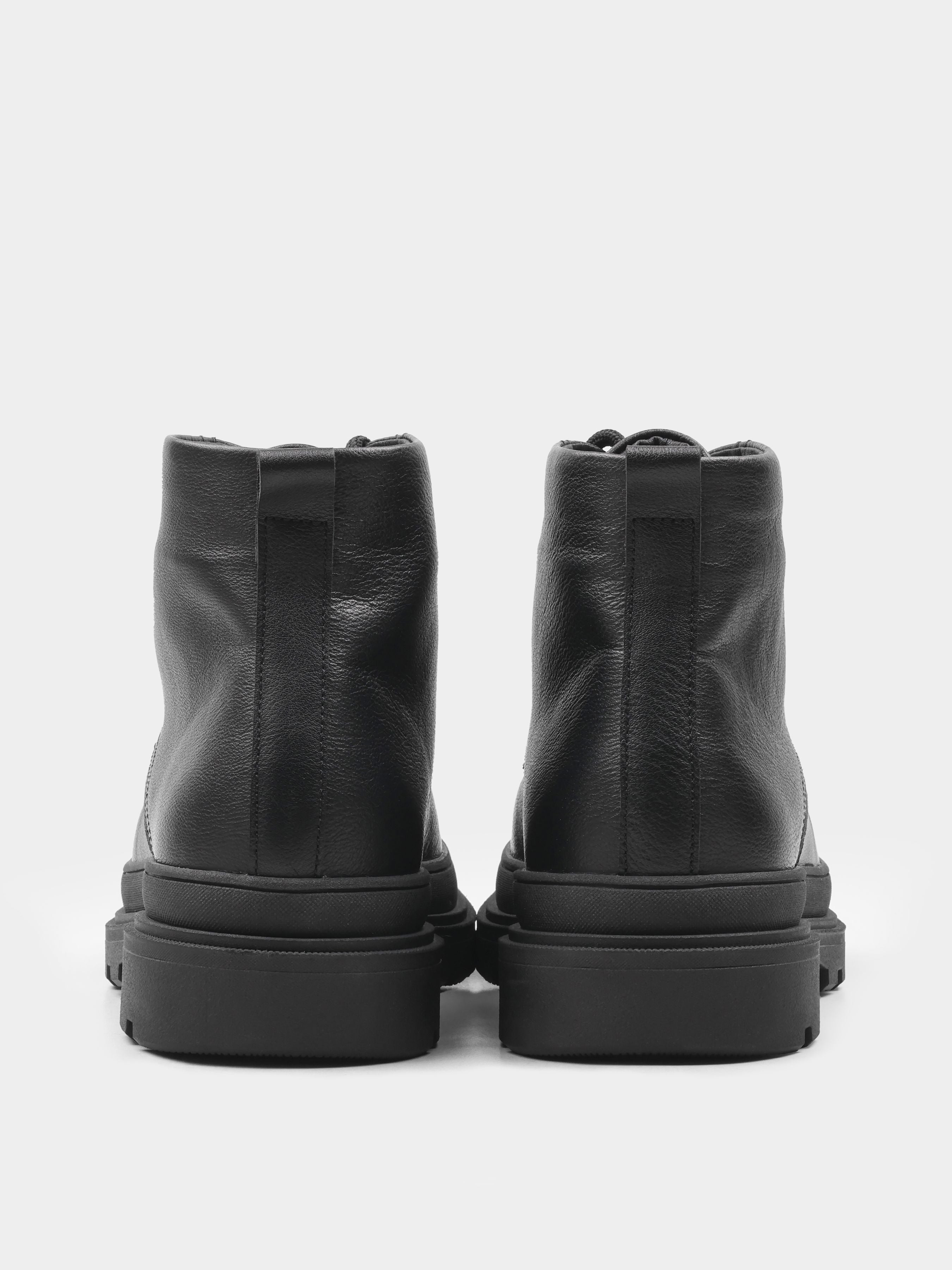 Boots, Sperone, Black, Men's shoes, natural leather upper and fleece lining, heel view