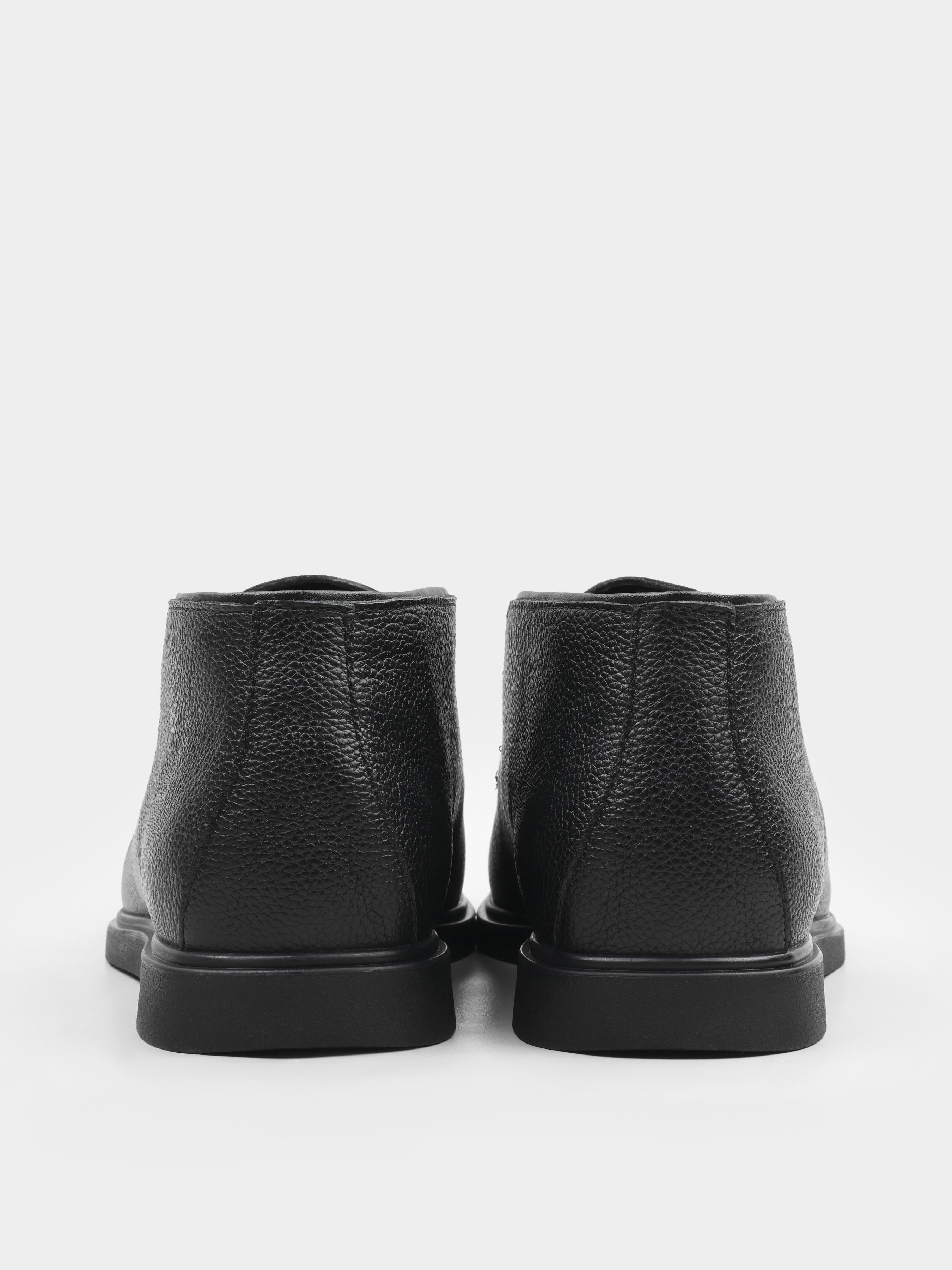 Boots, Ottaviano, Black, Men's shoes, natural leather upper and lining, heel view