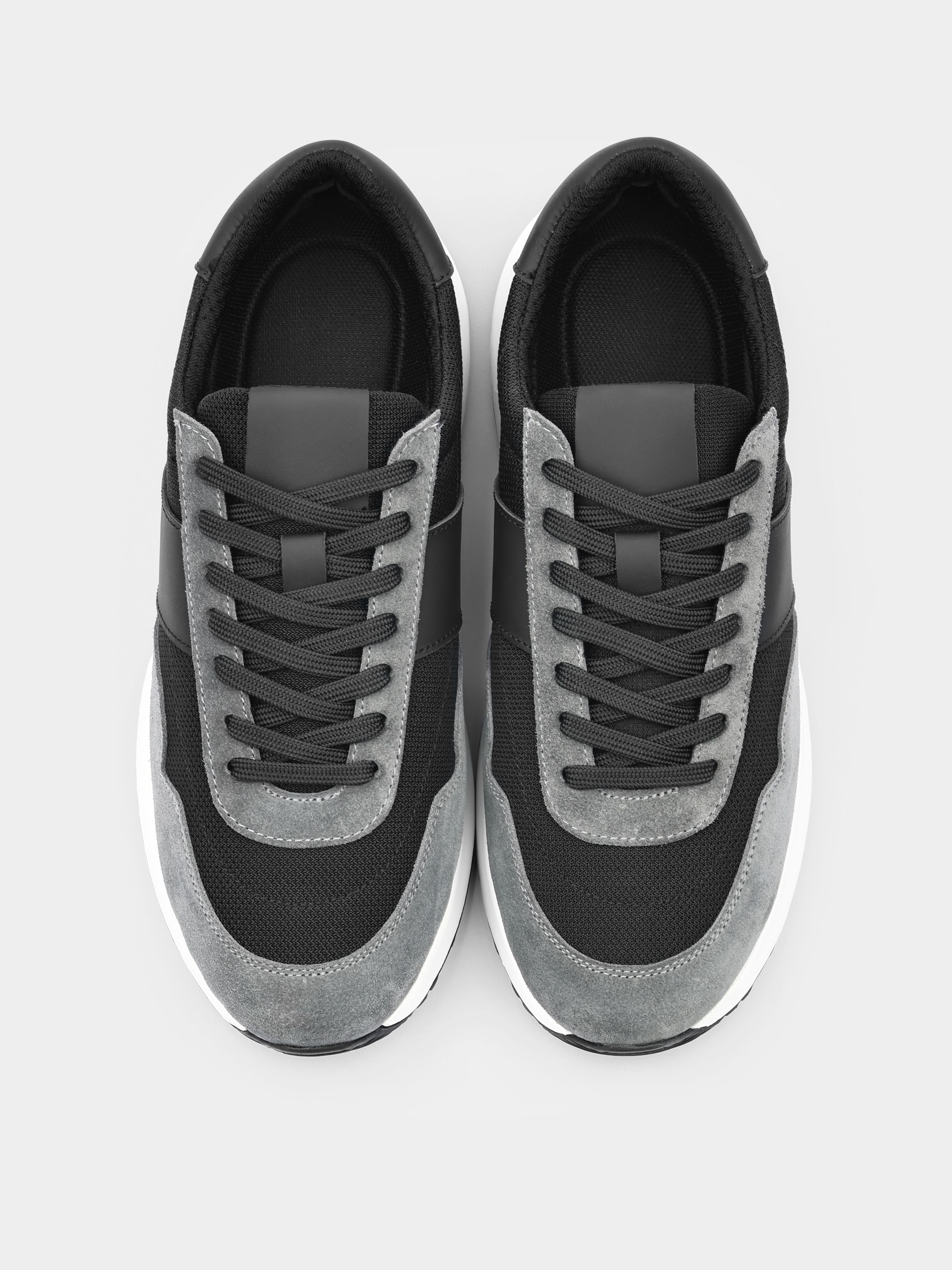 Sneakers, Lasciare, Grey White, Men's shoes, natural suede upper and textile lining, front view