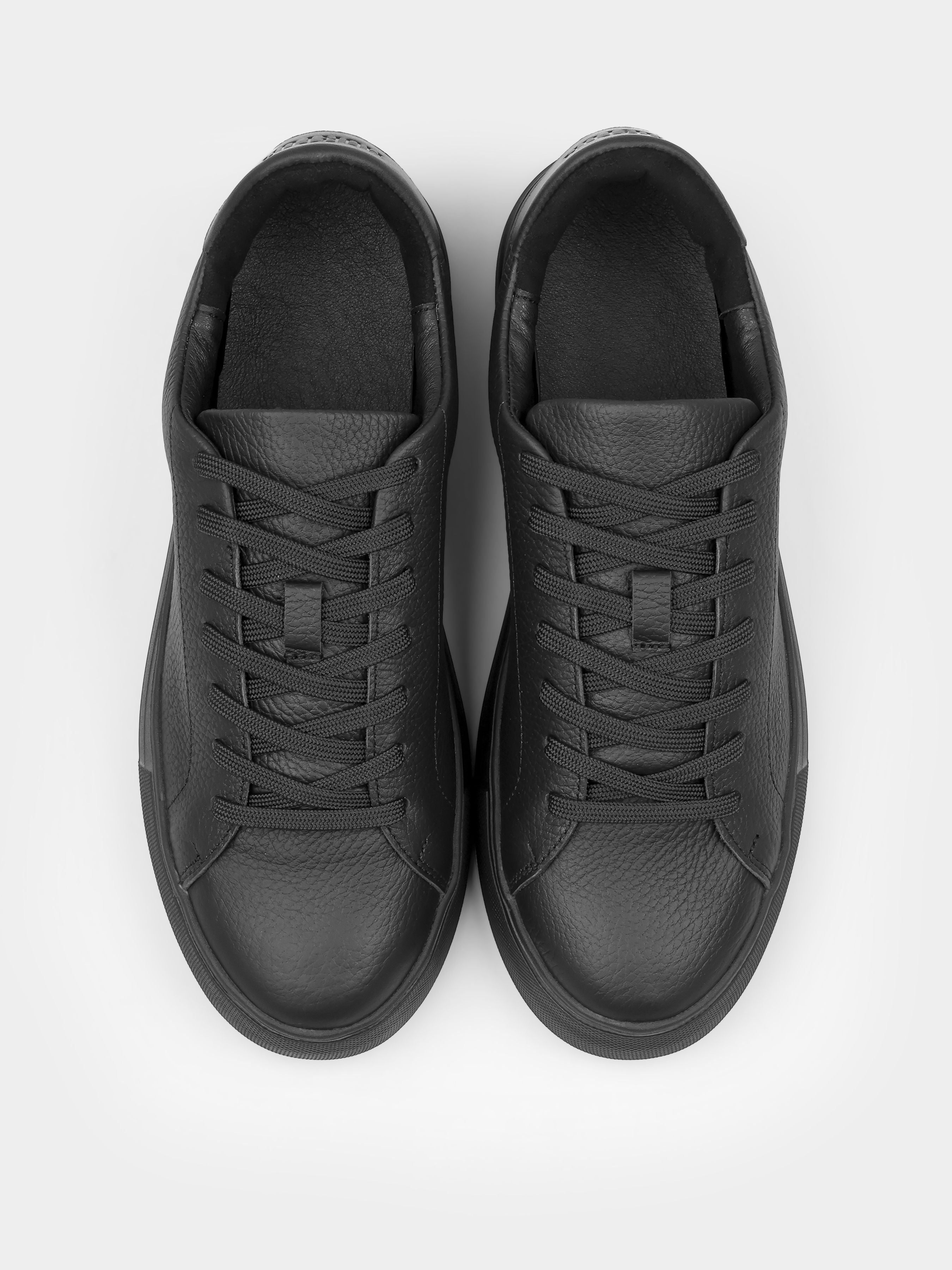 Sneakers, Cento, Matte Black, Men's shoes, natural leather upper and lining, front view