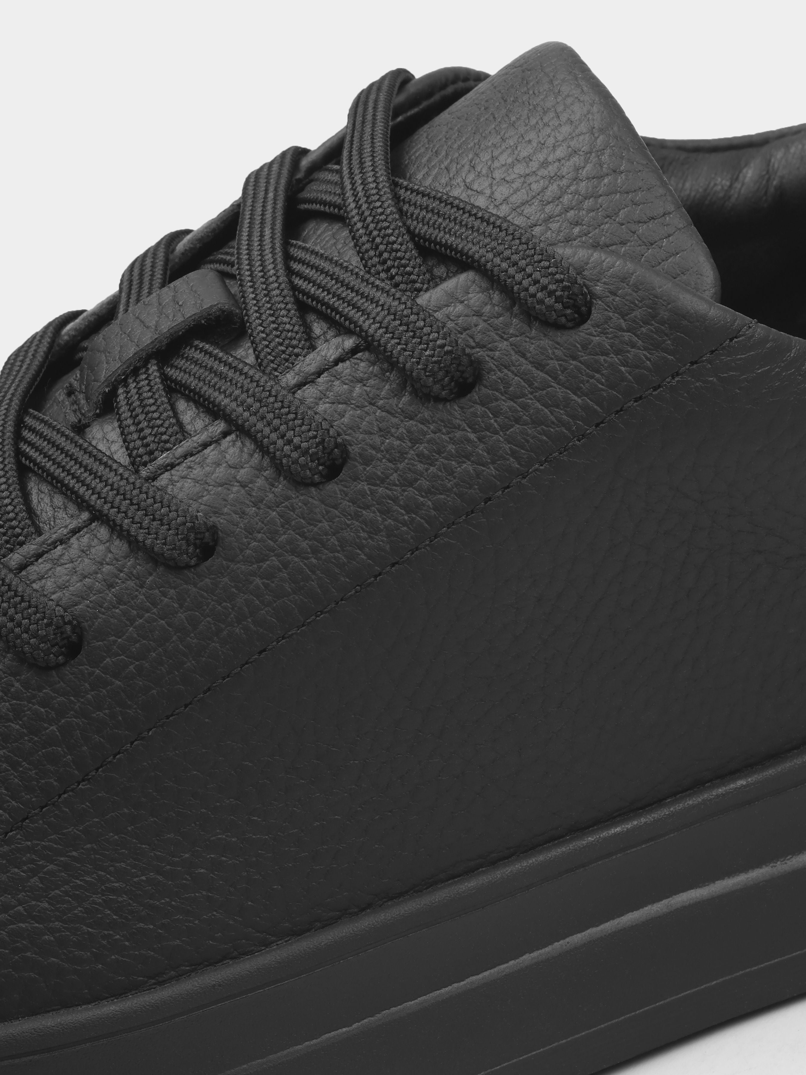 Sneakers, Cento, Matte Black, Men's shoes, natural leather upper and lining, laces view