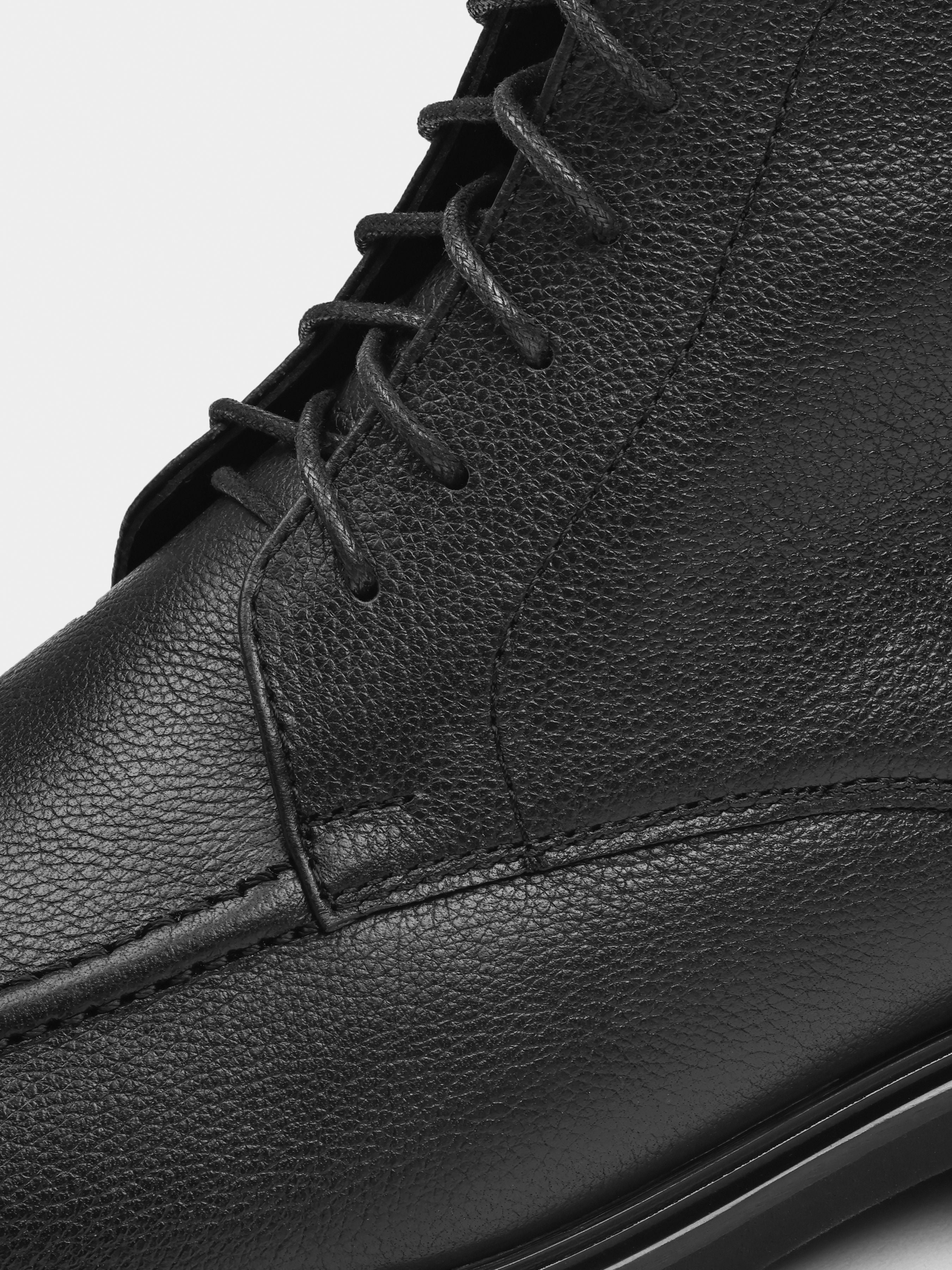 Boots, Modesto, Black, Men's shoes, natural leather upper and natural fur lining, laces view