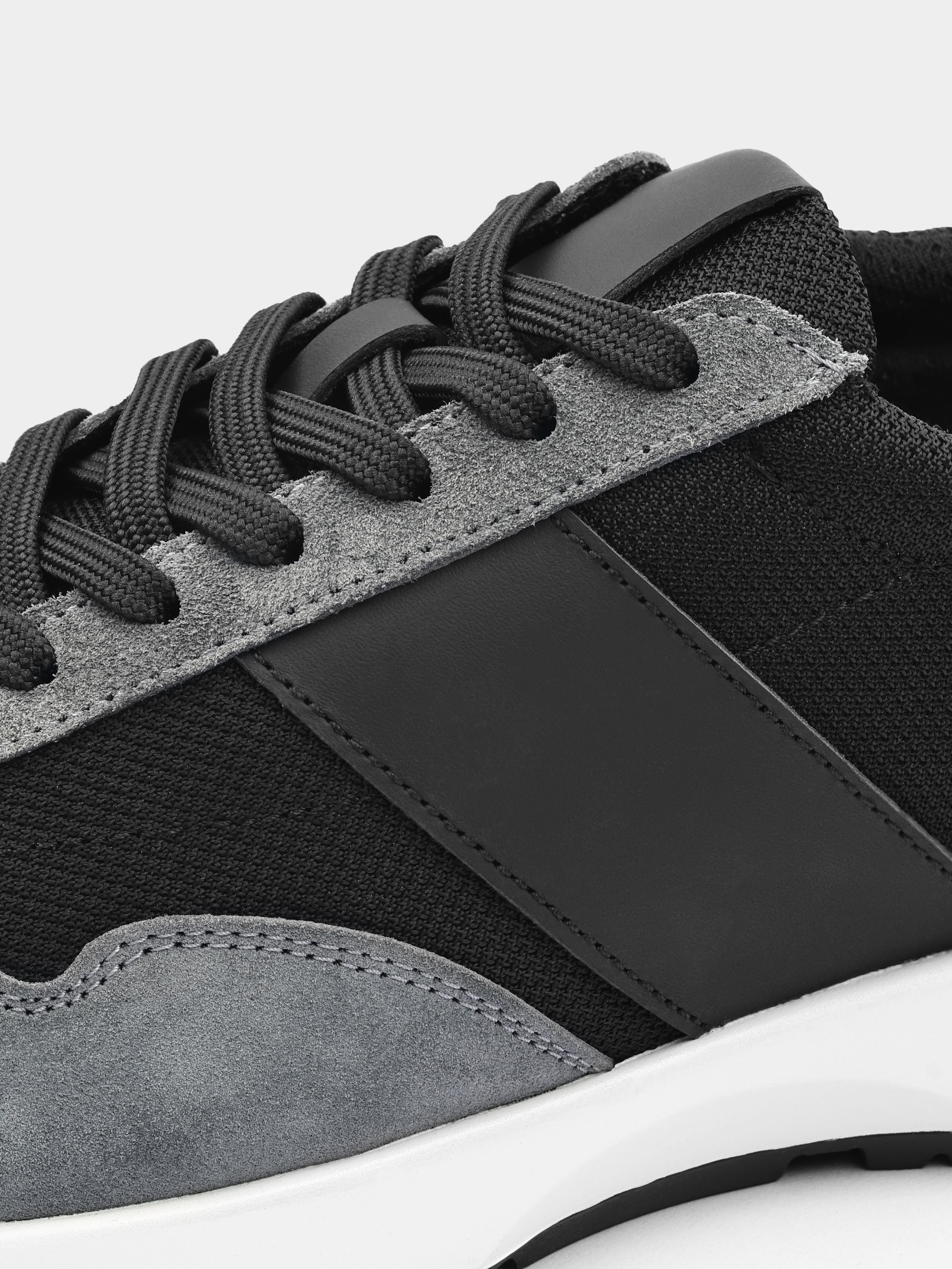 Sneakers, Lasciare, Grey White, Men's shoes, natural suede upper and textile lining, laces view