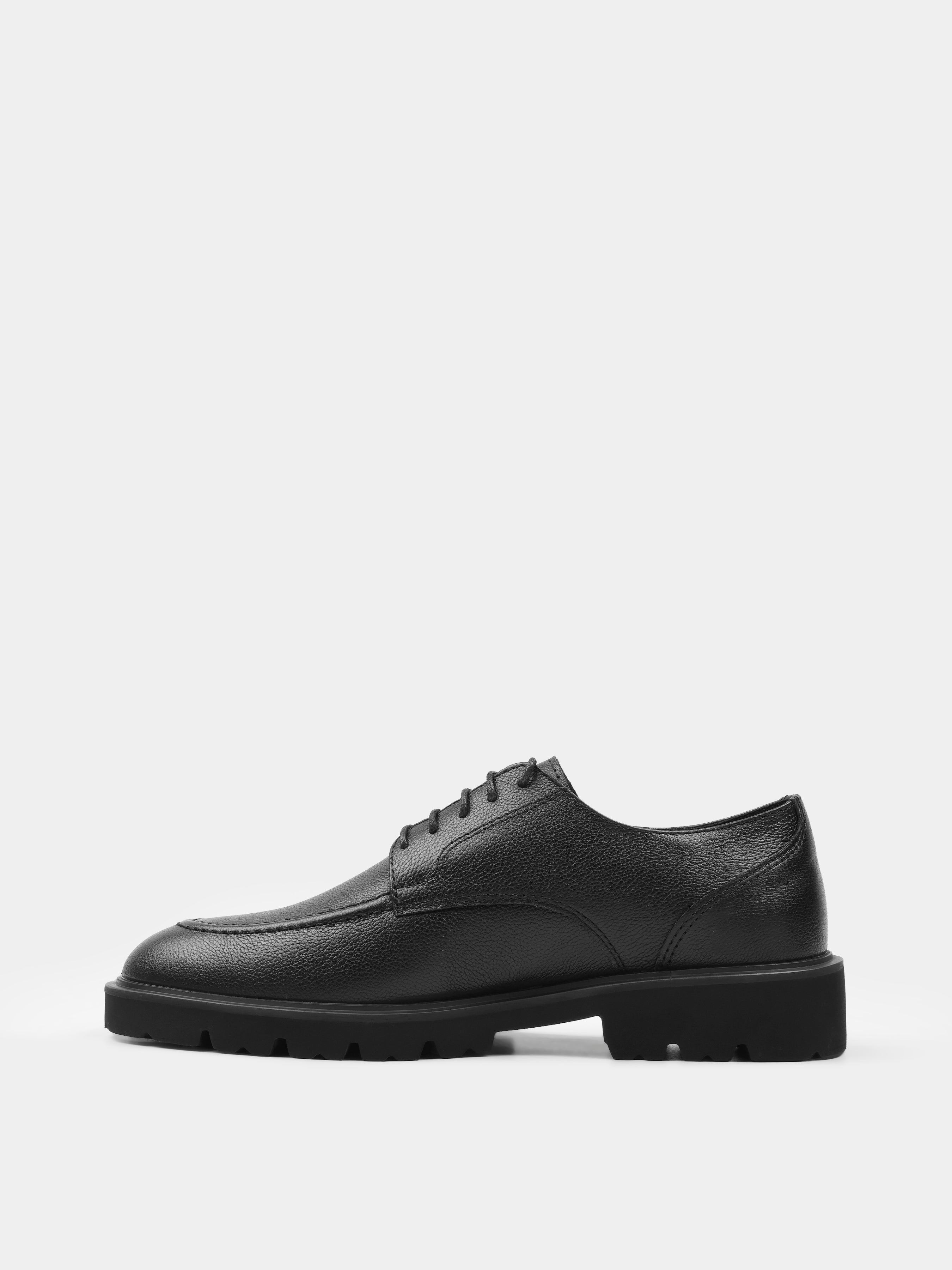 Derby, Algore, Total Black, Men's shoes, natural leather upper and fleece lining, left view