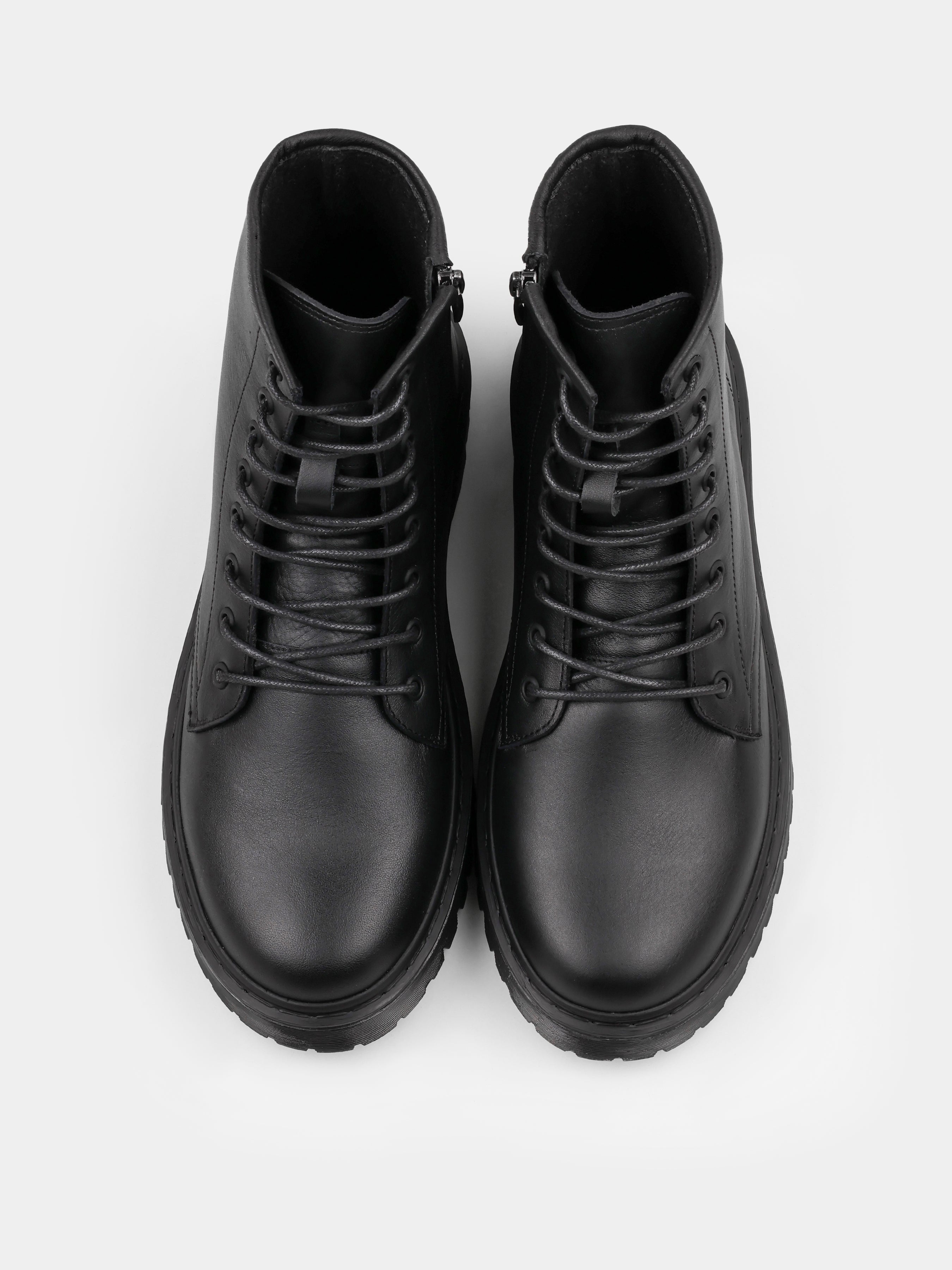 Boots, Bacio, Black, Men's shoes, natural leather upper and fleece lining, front view