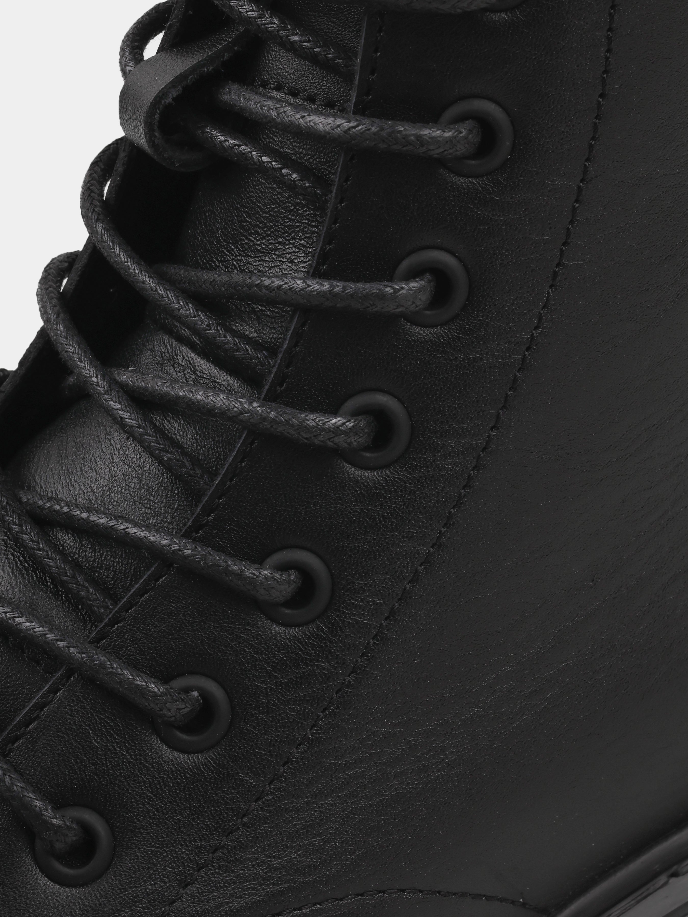 Boots, Bacio, Black, Men's shoes, natural leather upper and fleece lining, laces view