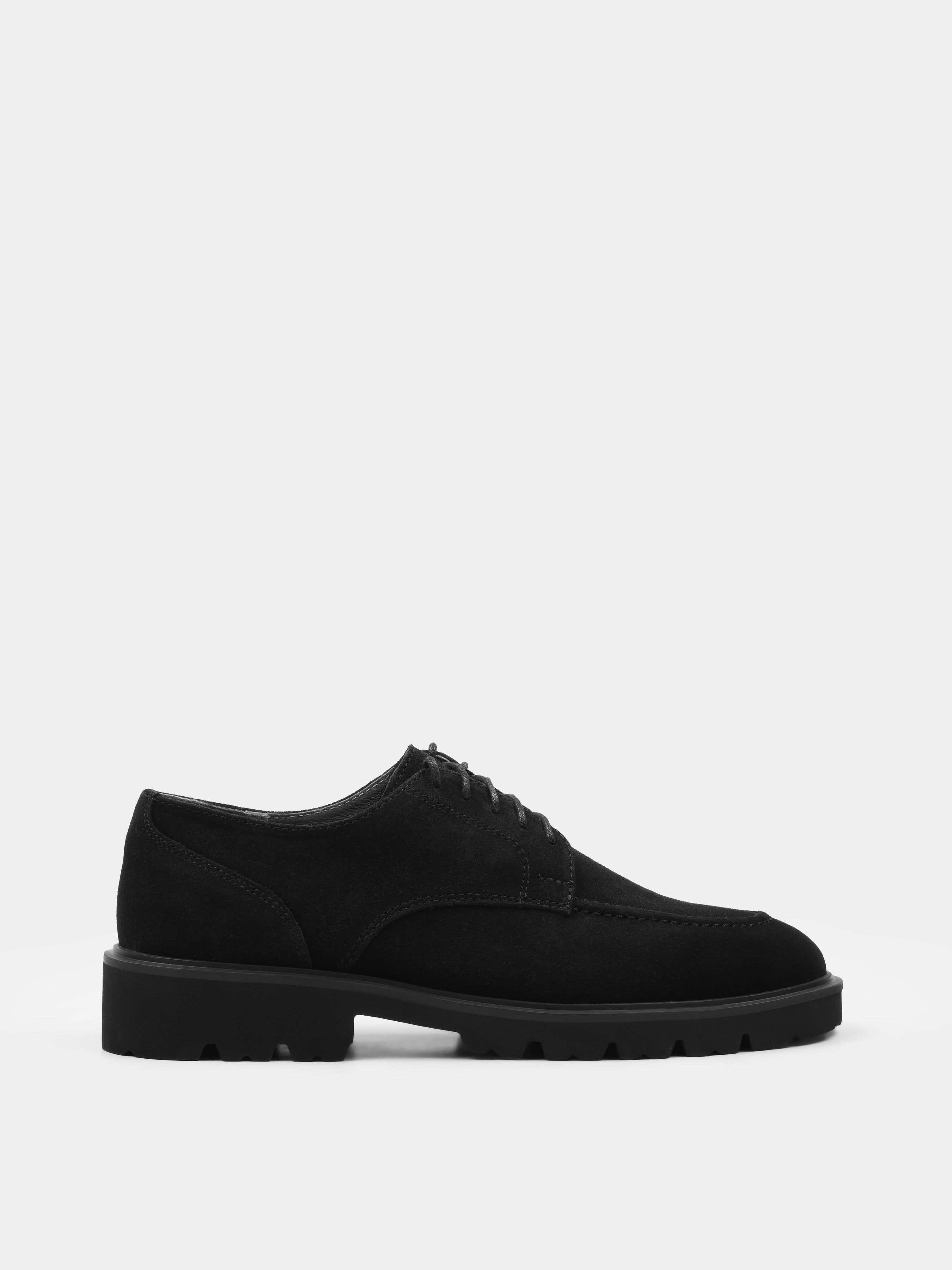 Derby, Algore,  Black Suede, Men's shoes, natural leather lining and  upper suede, right view