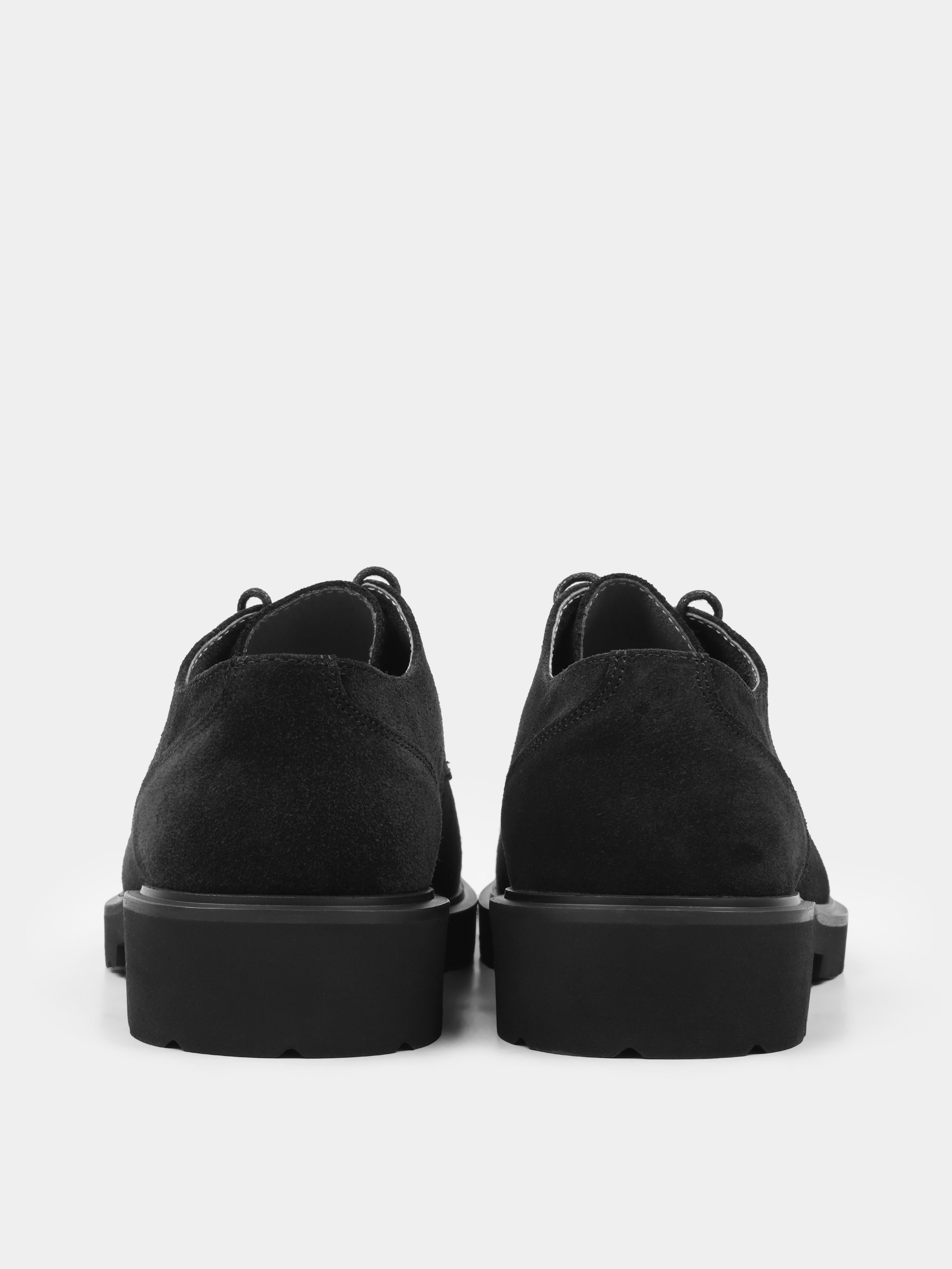 Derby, Algore, Black Suede, Men's shoes, natural leather lining and upper suede, heel view