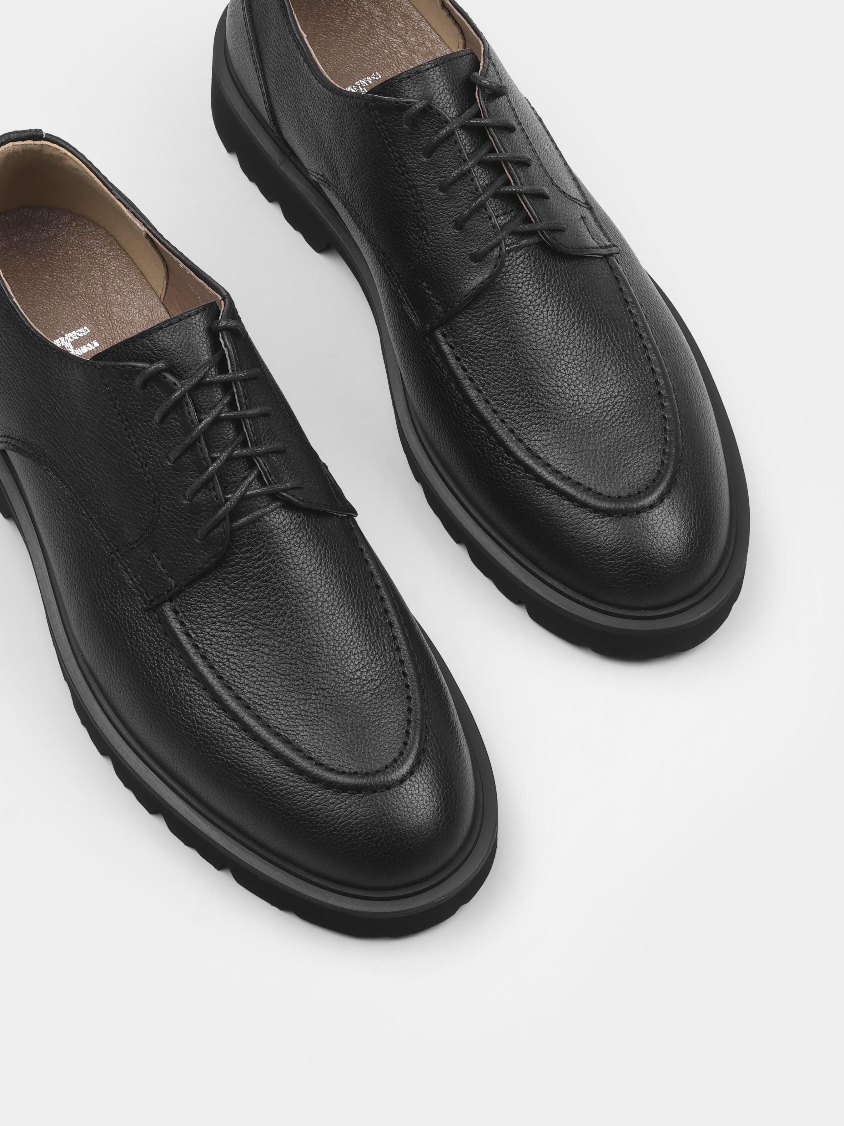 Derby, Algore, Black, Men's shoes, natural leather upper and lining, diagonally view