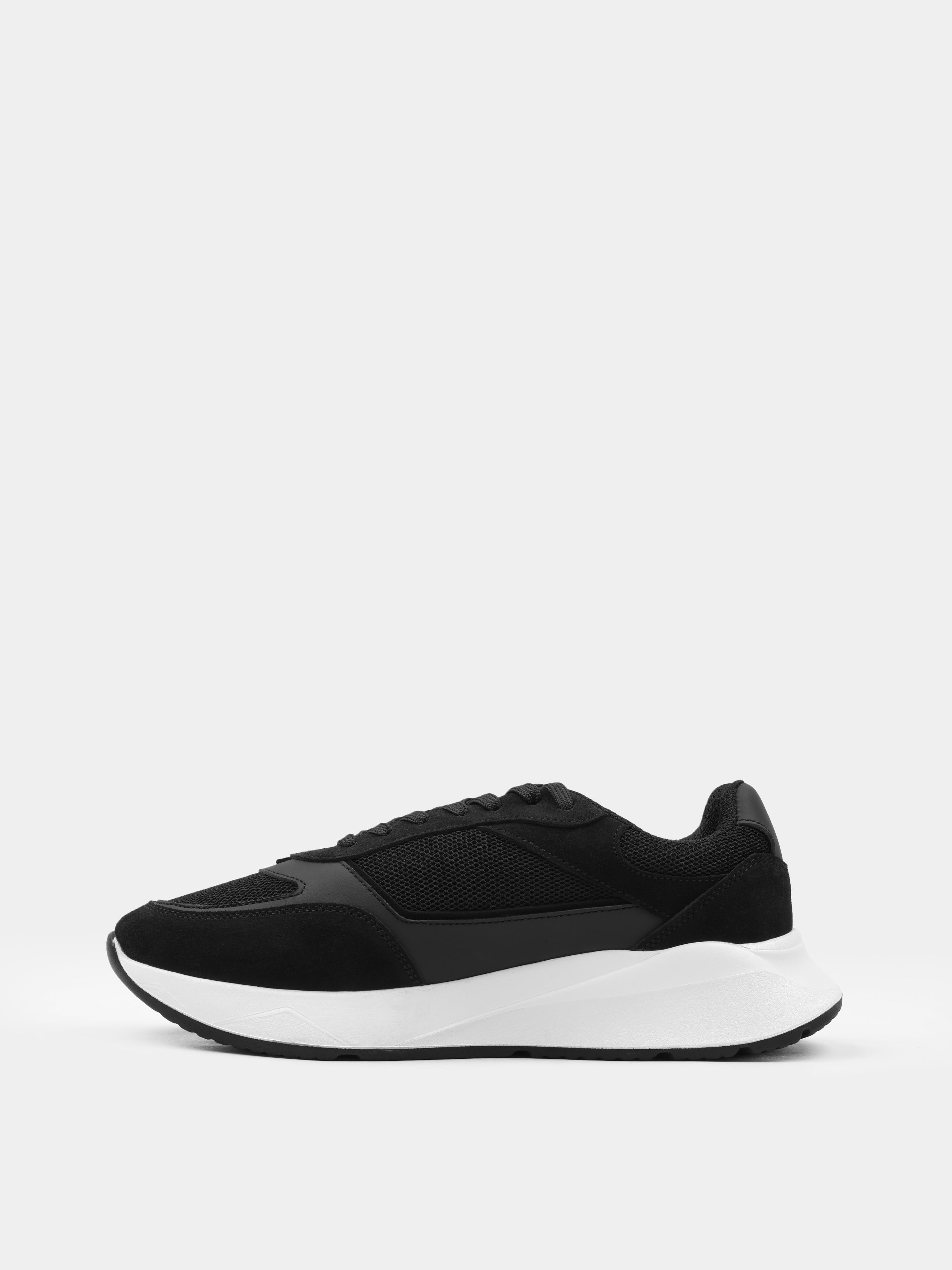 Sneakers, Respiro, Black White Suede, Men's shoes, natural suede/mesh upper and mesh lining, left view